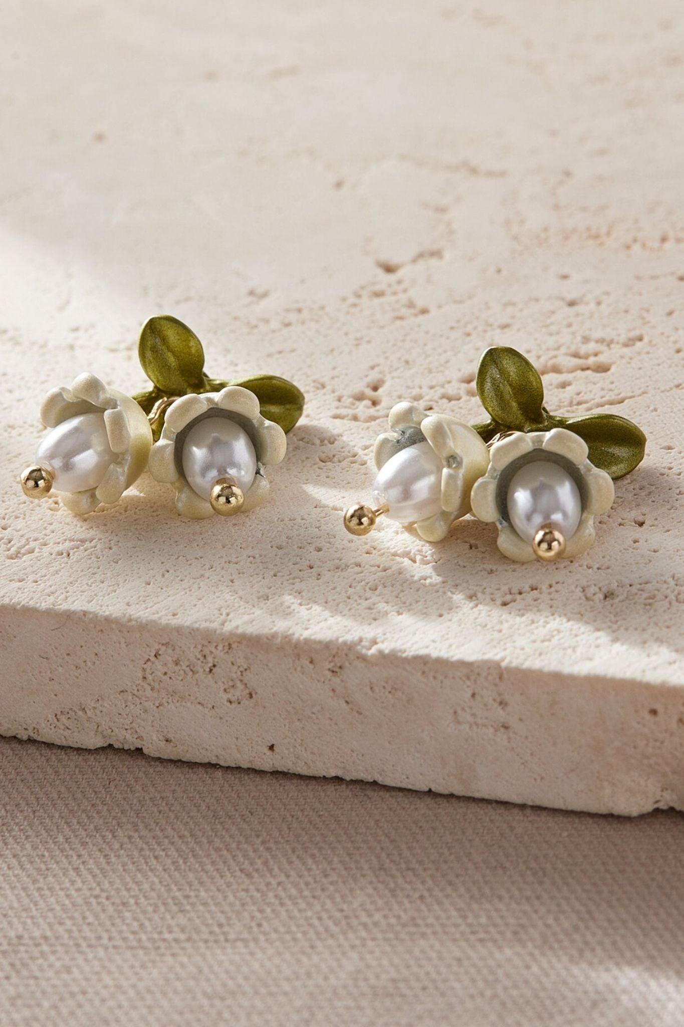 Multi Lily Of The Valley Floral Stud Earrings, Image 3 of 3