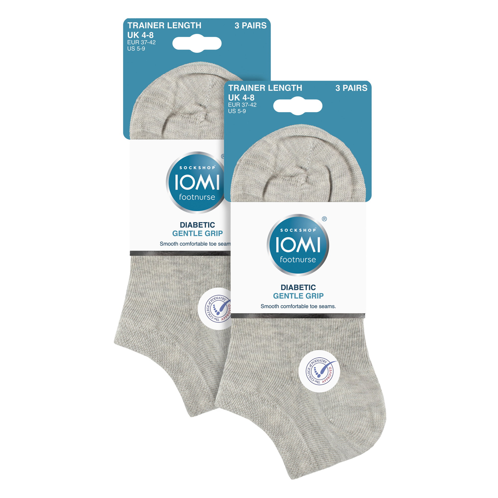 Grey 6 Pack Trainer Ankle Socks, Image 3 of 3