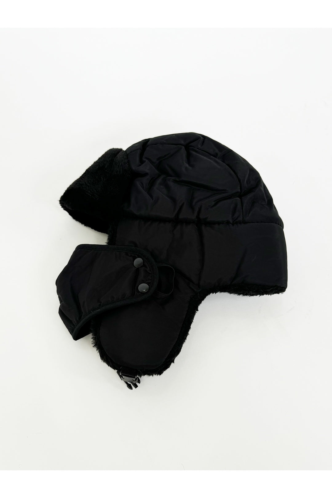 Black Lined Trapper Hat Detachable Mouth Cover, Image 3 of 3