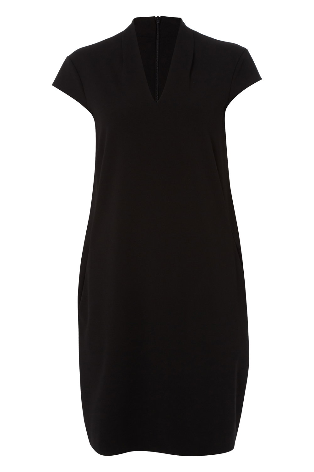 Black V Neck Cocoon Dress, Image 6 of 5