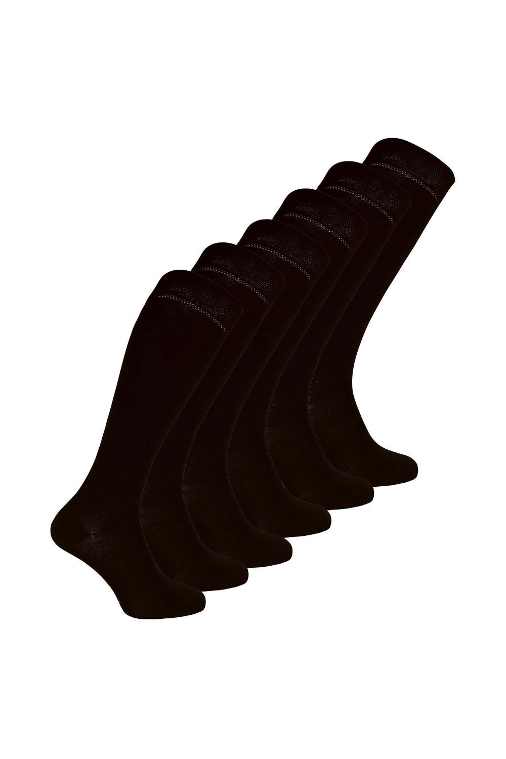 Black Ladies 6 Pairs Long Bamboo Socks | Knee High Plain & Patterned Design Socks, Image 1 of 3