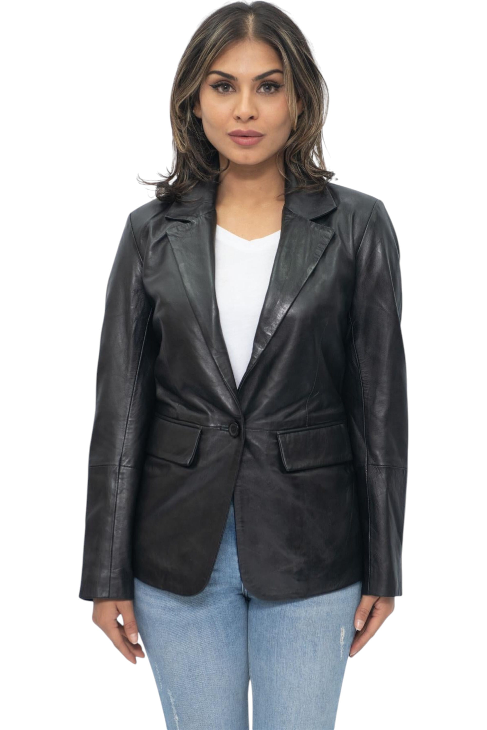 Black Soft Leather Blazer Jacket-Apeldoorn, Image 1 of 5