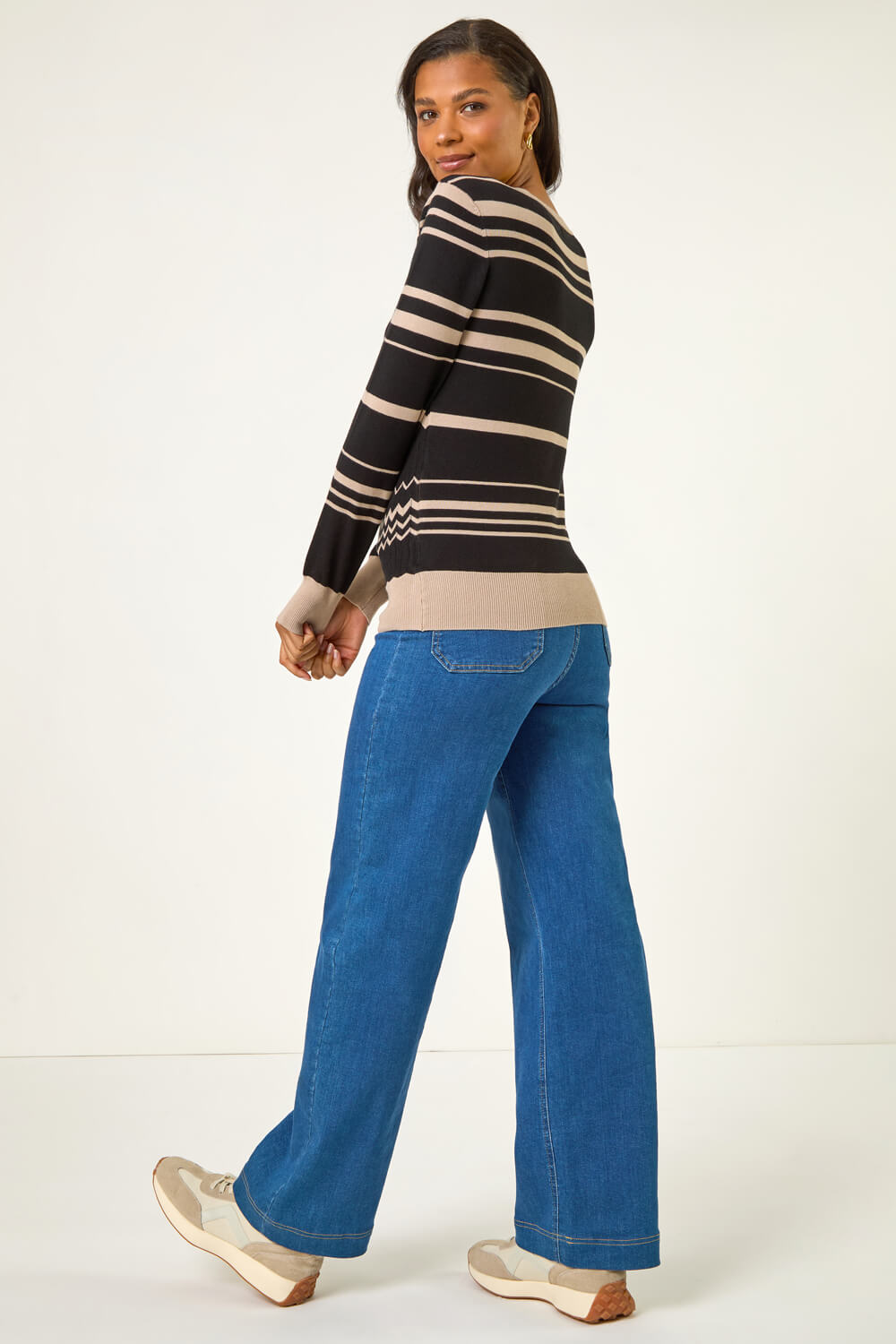 Black Contrast Zig Zag Knitted Jumper, Image 5 of 5