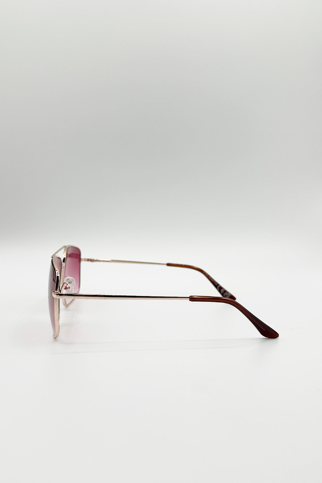 Pink Aviator Style Square Frame Sunglasses in Gold Pink, Image 4 of 4