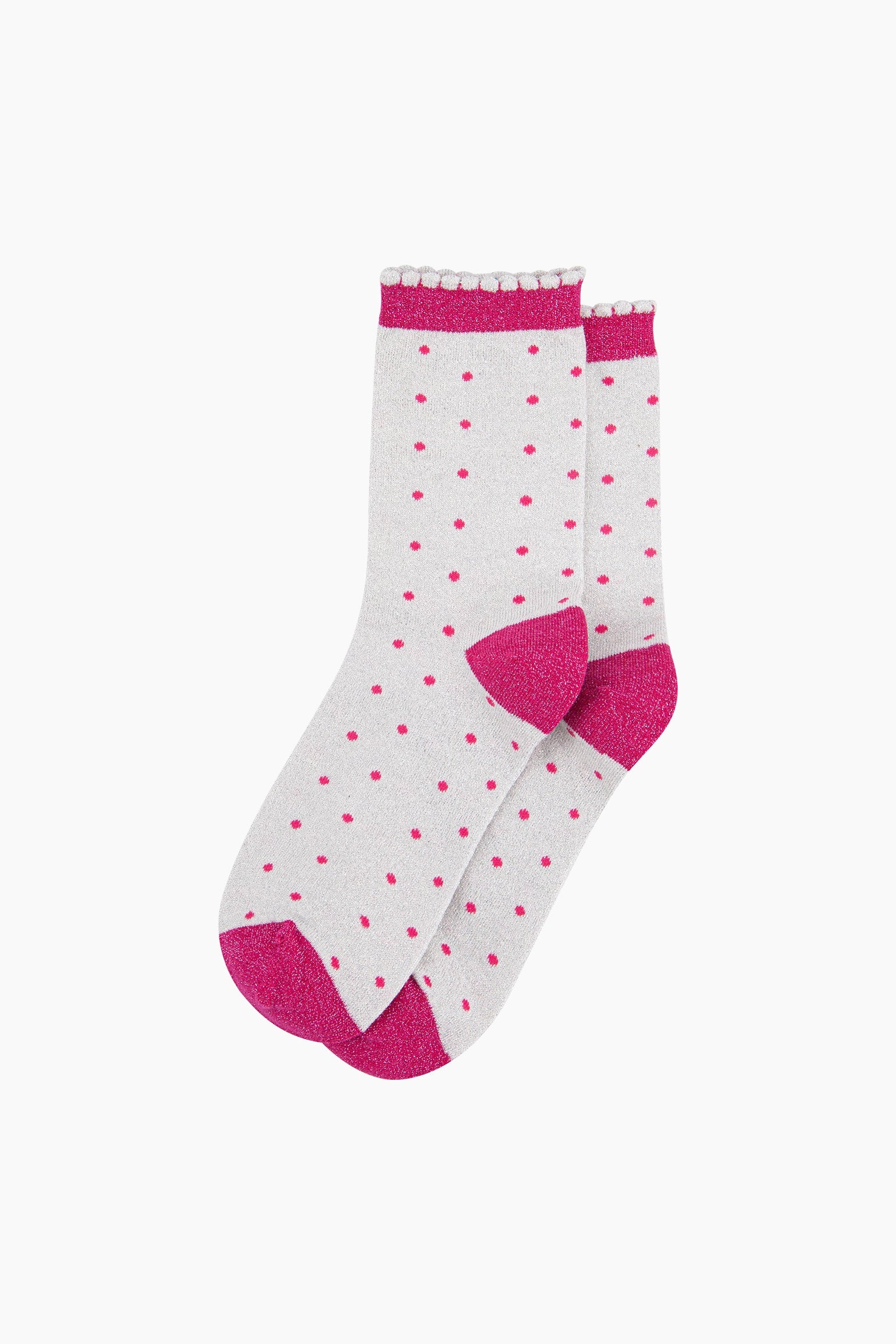 Off White Sock Talk Off White Polka Dots Combed Cotton Glitter Socks, Image 3 of 4
