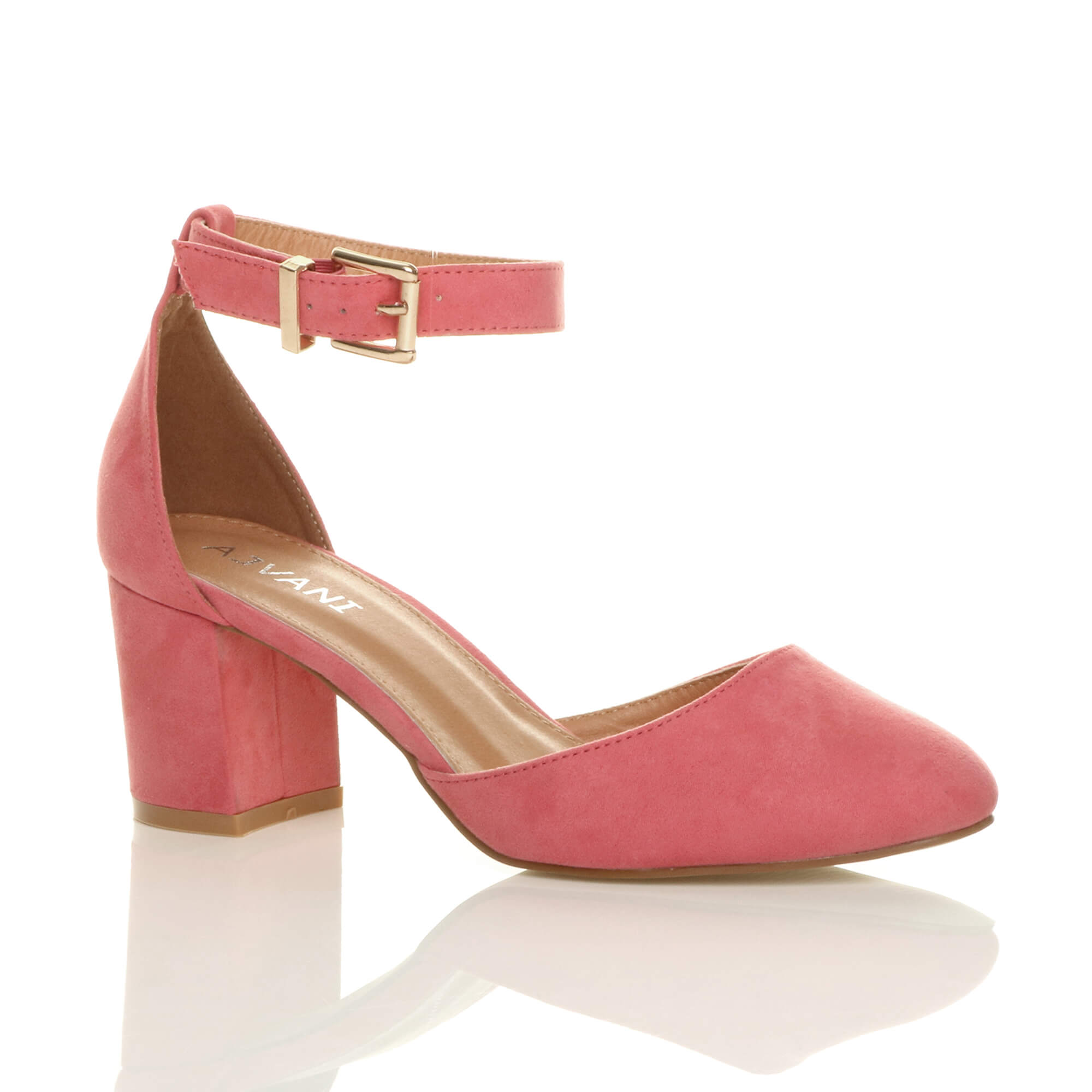 Purple Mid Block Heel Ankle Strap 2 Part Heels