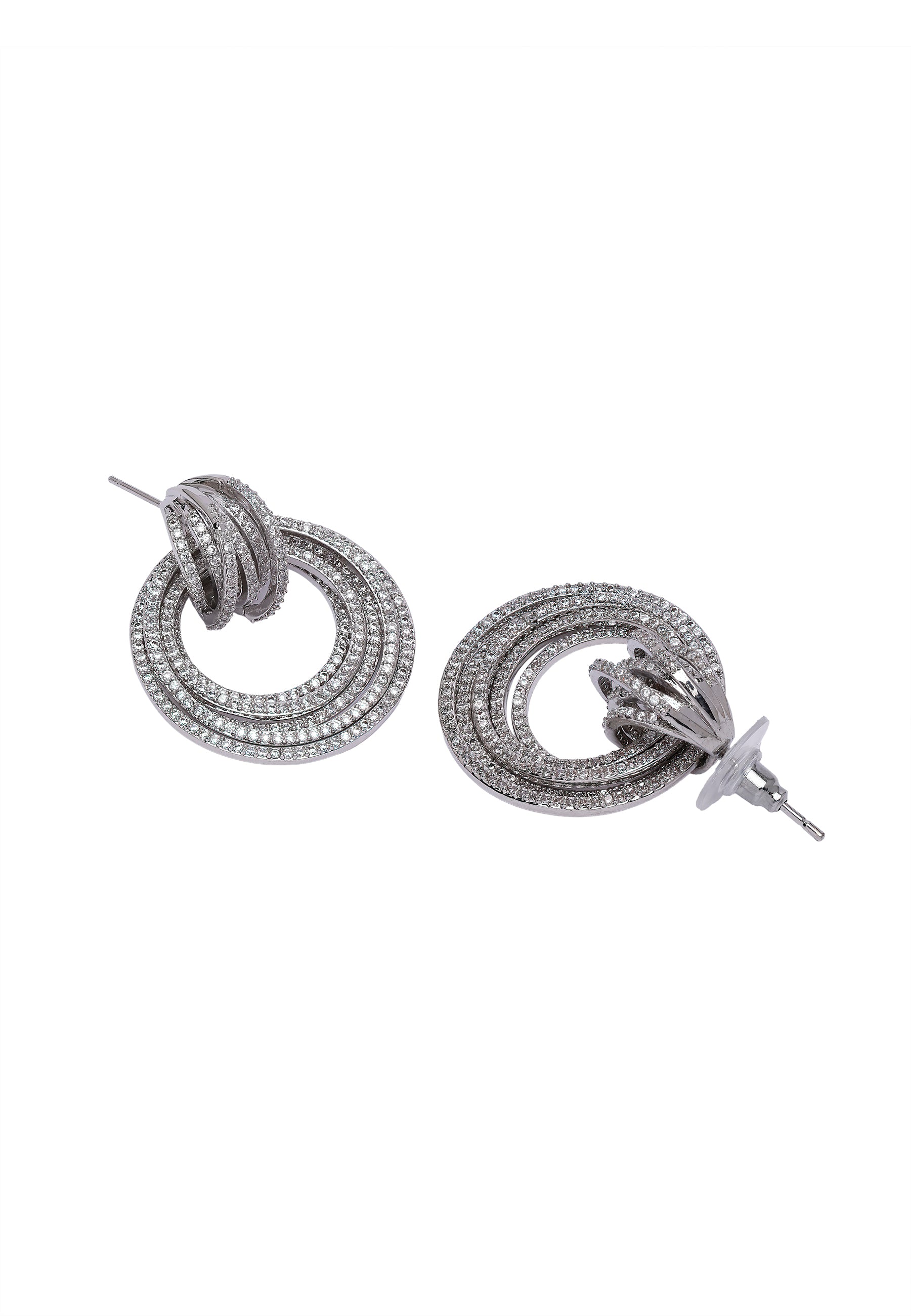 Silver Diva Tripple Layered Hoop Earrings, Image 3 of 5