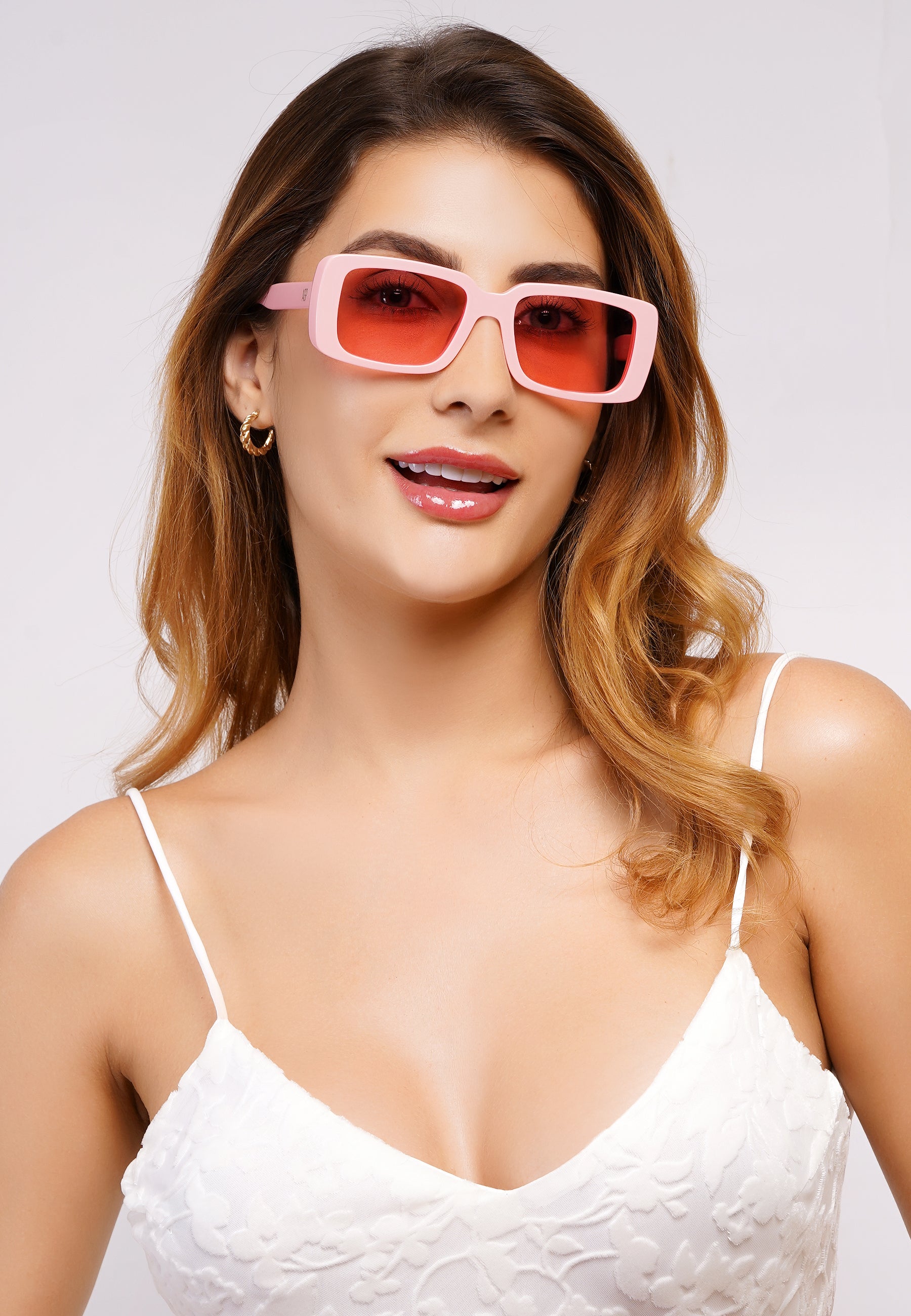 Pink AVANT-GARDE PARIS Pink Retro-Inspired Bold Rectangle Sunglasses, Image 5 of 7
