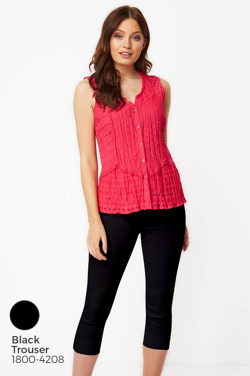 Pink Sleeveless Crinkle Blouse, Image 7 of 8