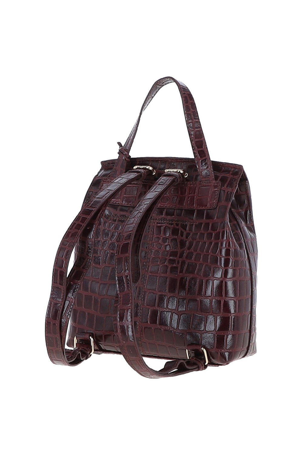 Wine Ashwood Leather Wine Croc Print Real Leather Backpack, Image 3 of 3