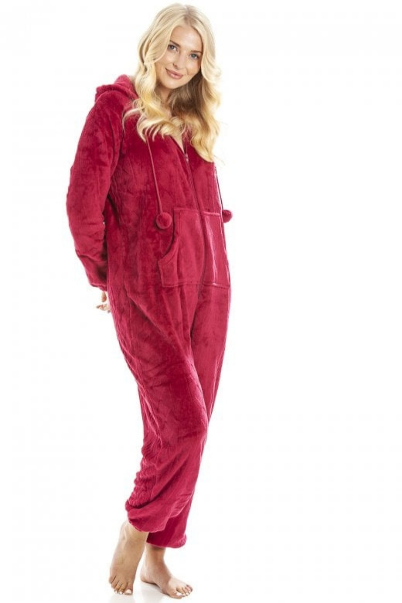 Magenta Camille Lingerie Magenta Supersoft Hooded Onesie, Image 2 of 6