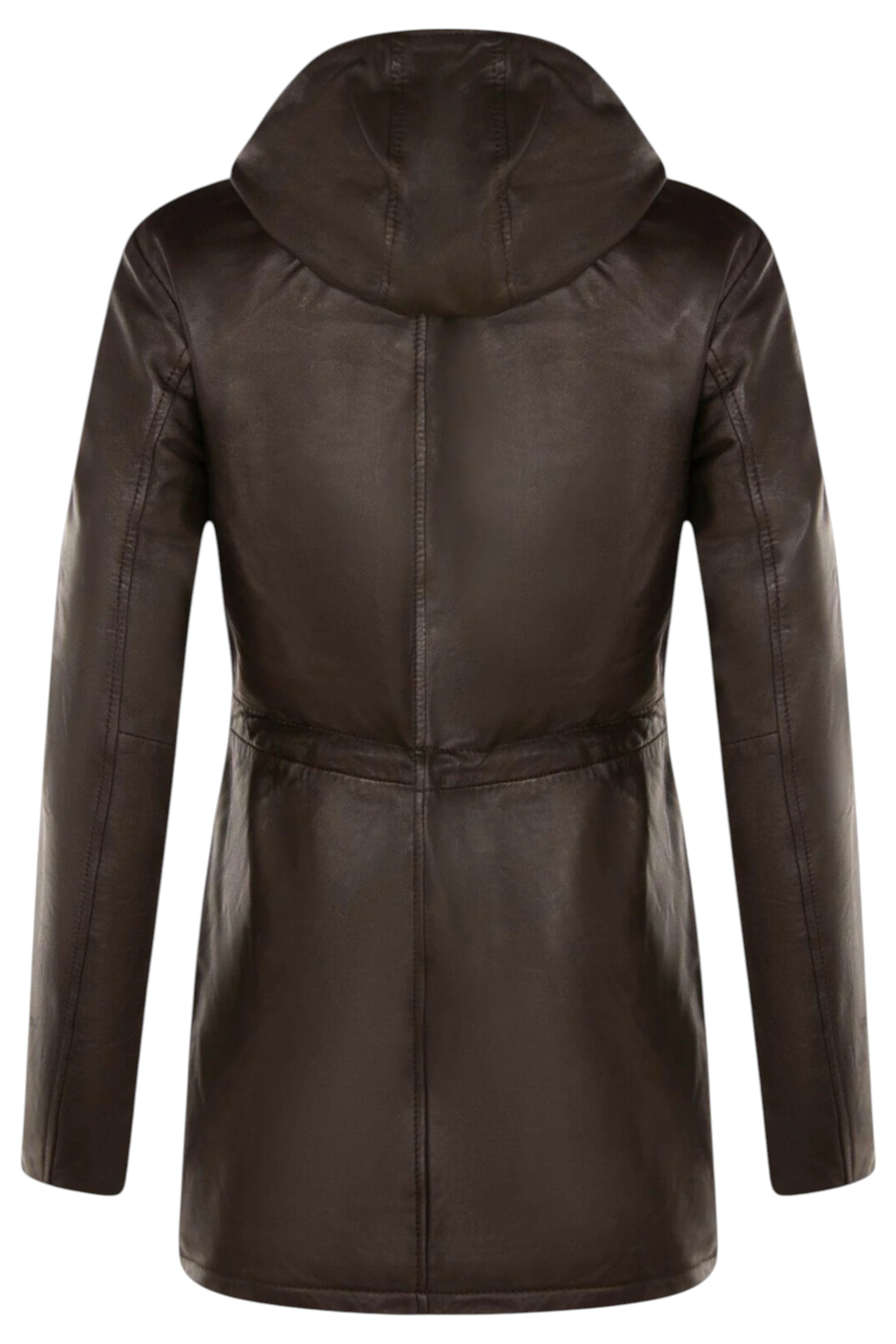 Brown Infinity Leather Brown Hooded Parka Jacket-Oakengates, Image 4 of 5