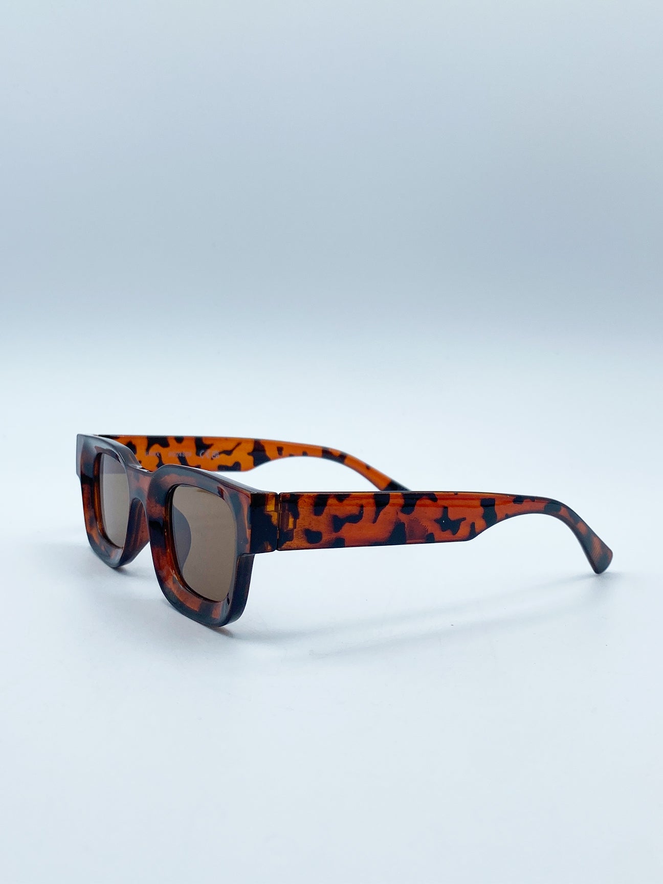 Brown Chunky Square Frame Sunglasses in Tortoiseshell, Image 2 of 4