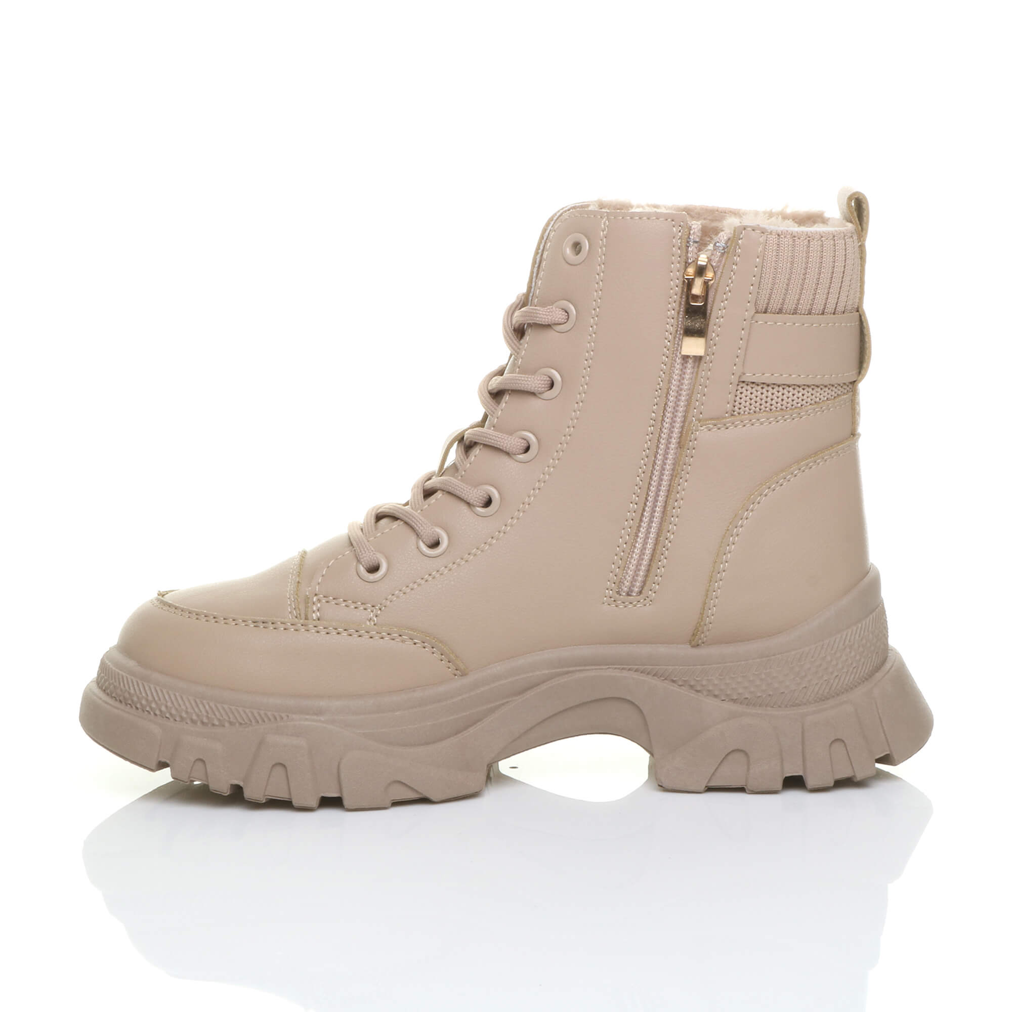 Camel AJVANI Camel Low Heel Chunky Flatform Ankle Boots, Image 3 of 6