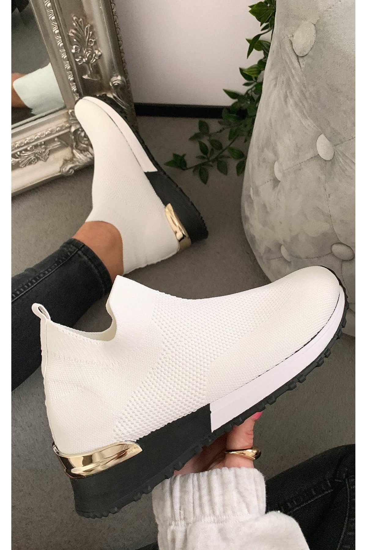 Pink Jessi Slip On Sock Wedge Trainers