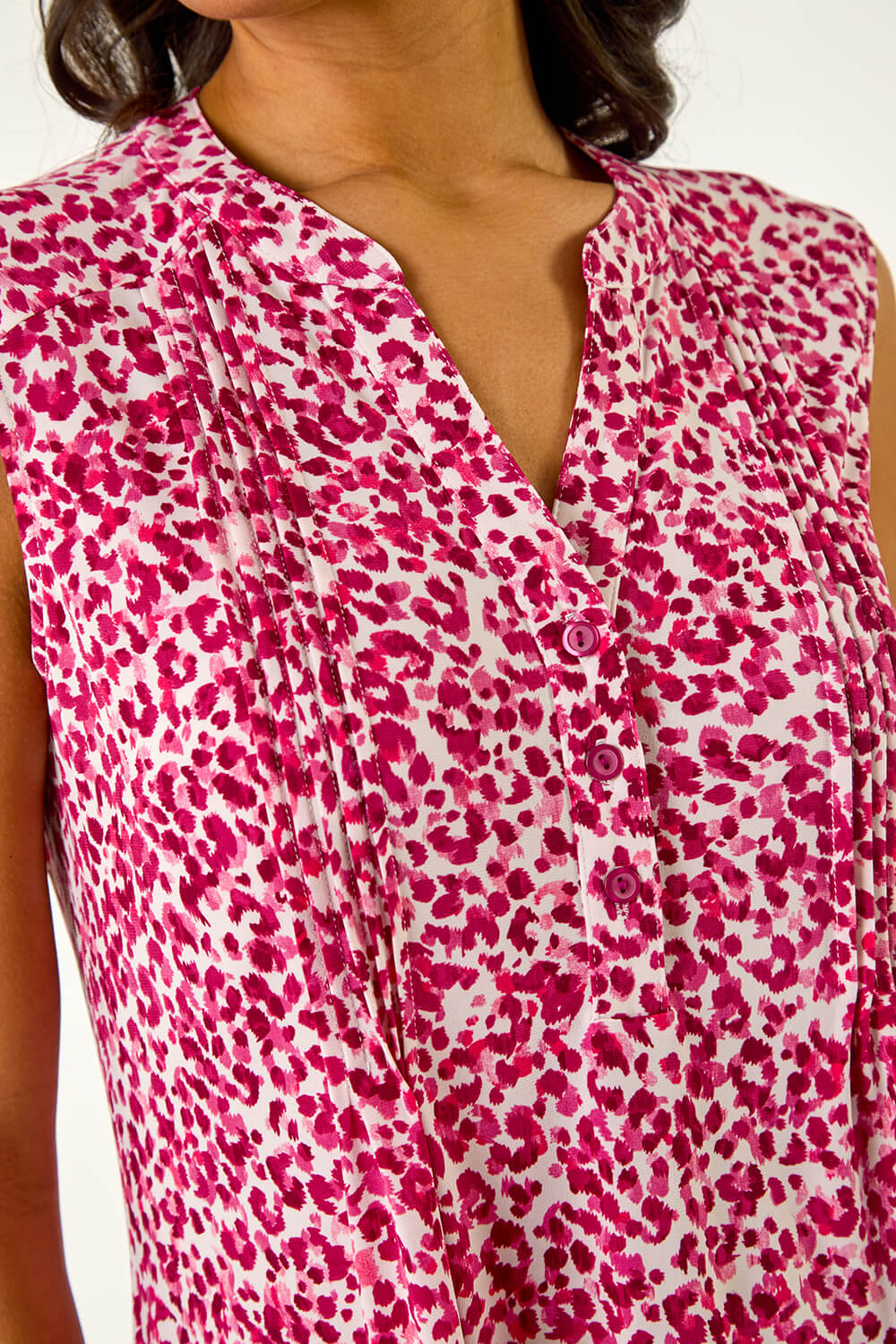 Pink Abstract Animal Print Stretch Vest Top, Image 6 of 5