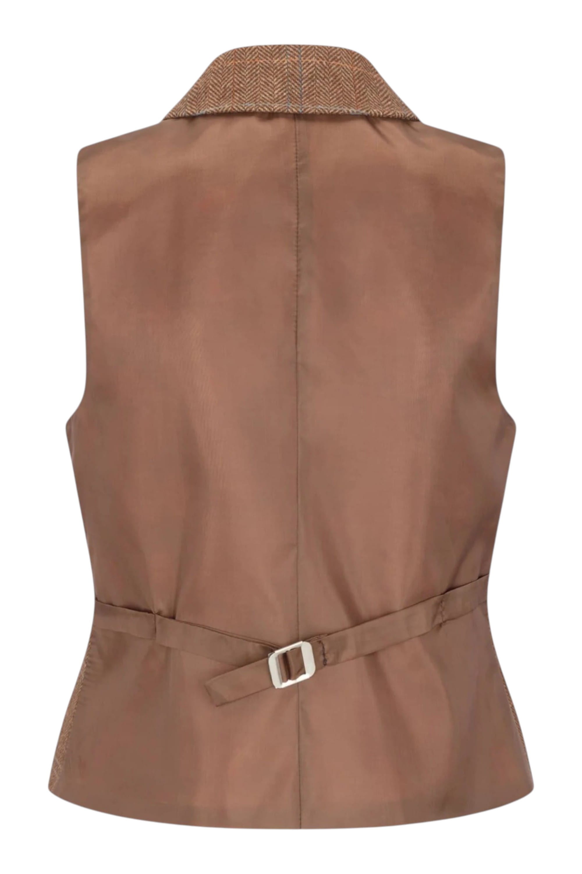 Brown Infinity Leather Brownt Tweed Waistcoat in Herringbone Check, Image 3 of 3
