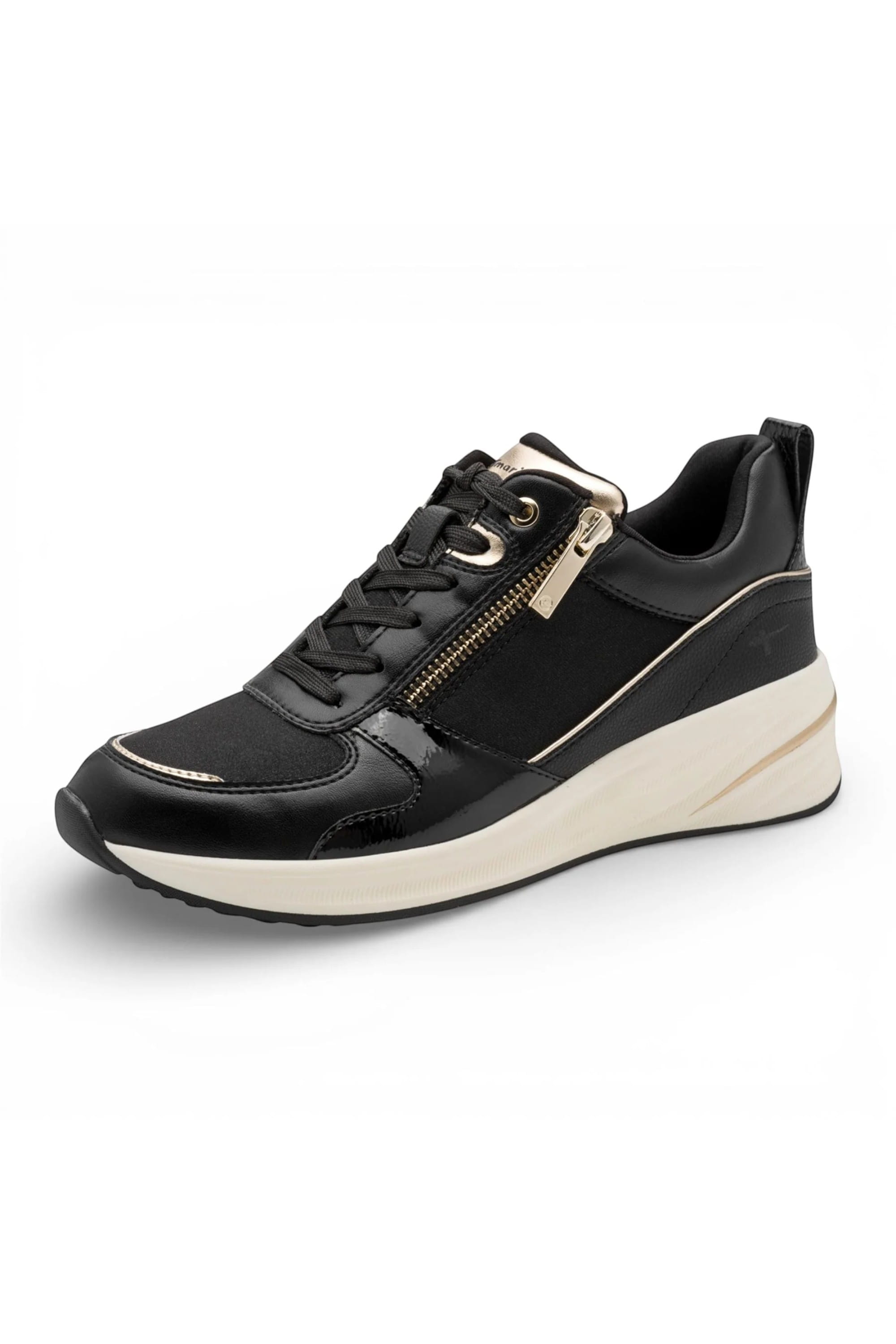 Black Tamaris Black Tamaris Black Gold Platform Sneakers, Image 3 of 7