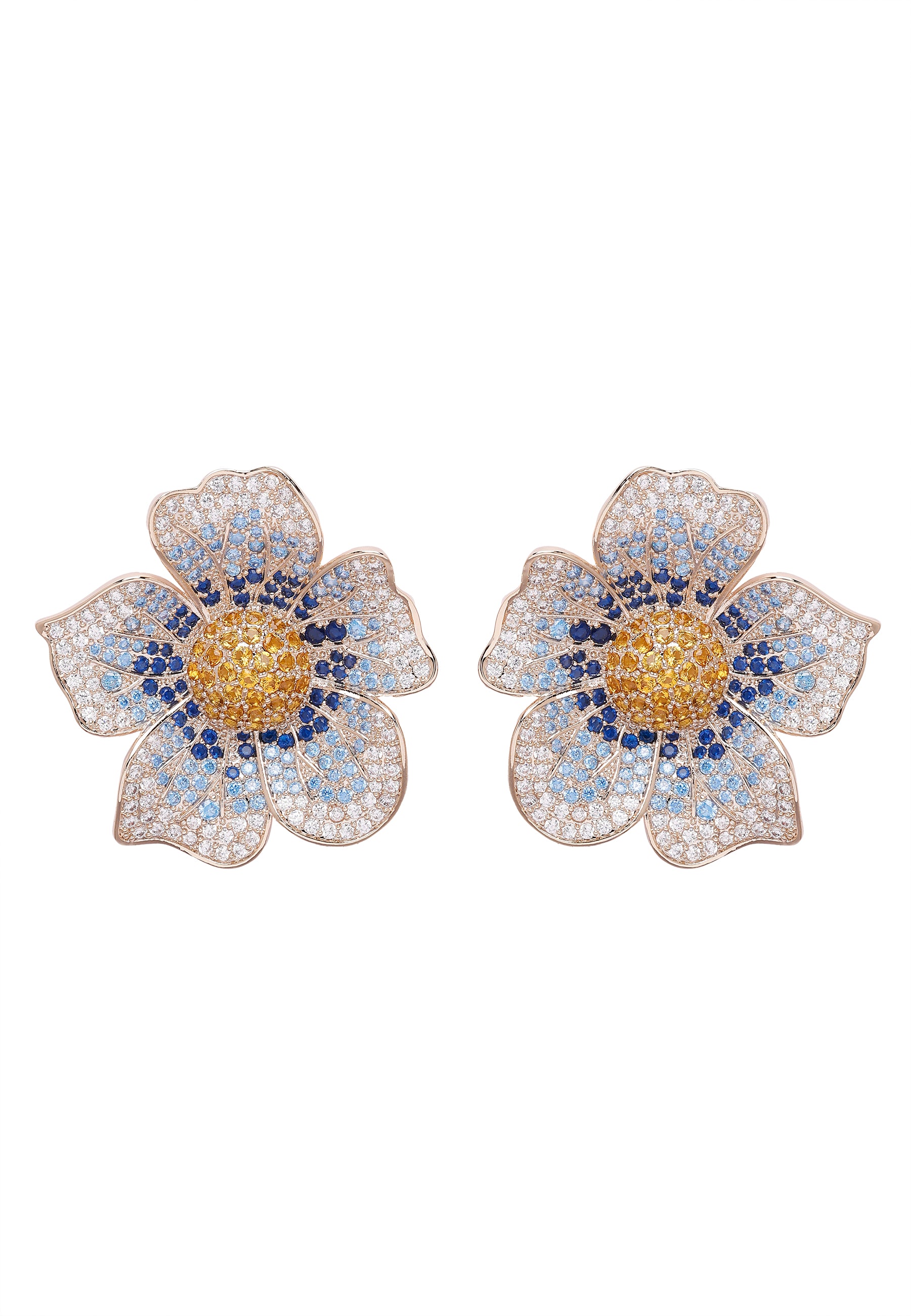 Blue Diva Floral Stud Earrings