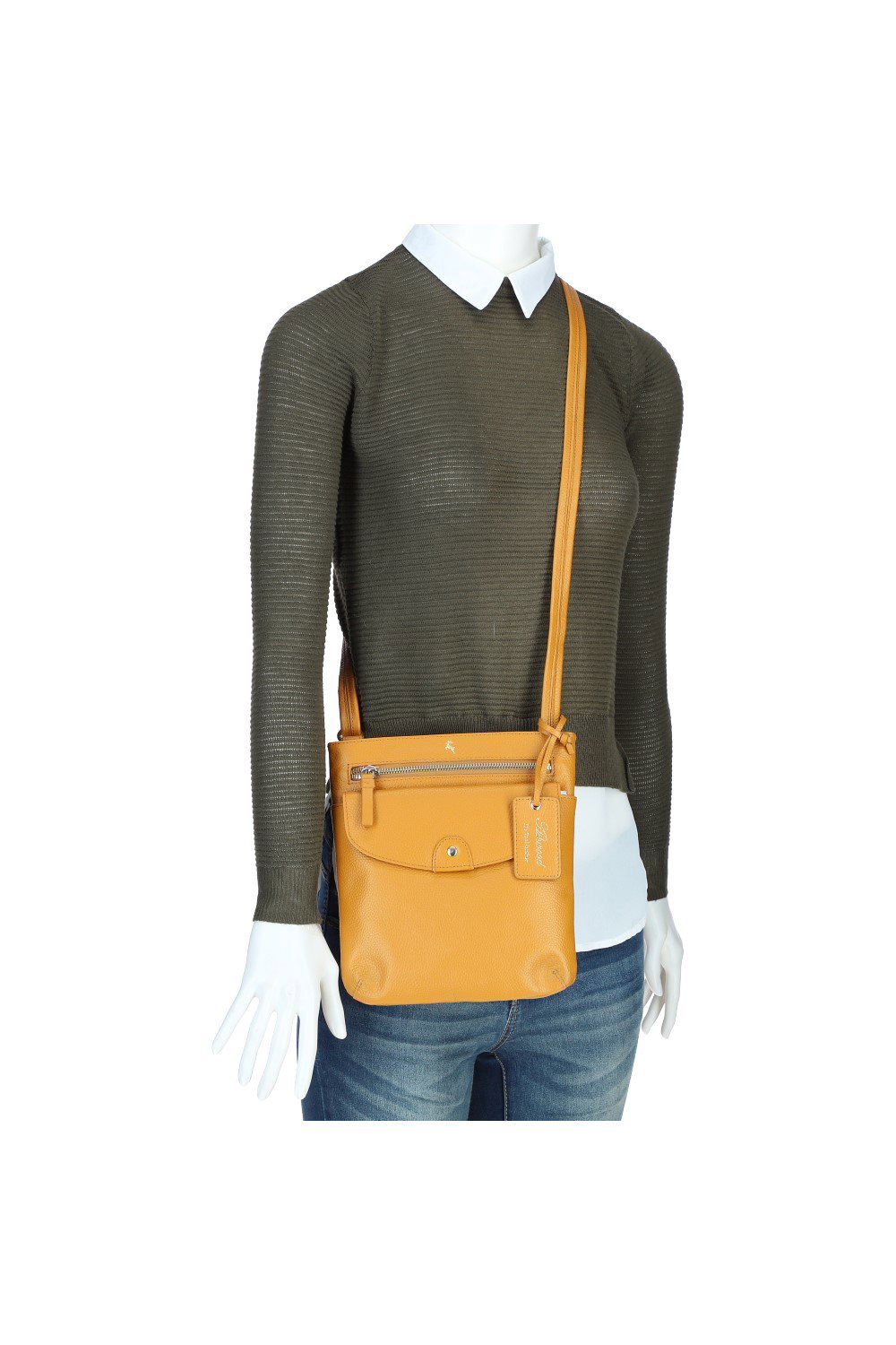 Ochre 'Five CB' Real Leather Cross Body Bag, Image 5 of 5