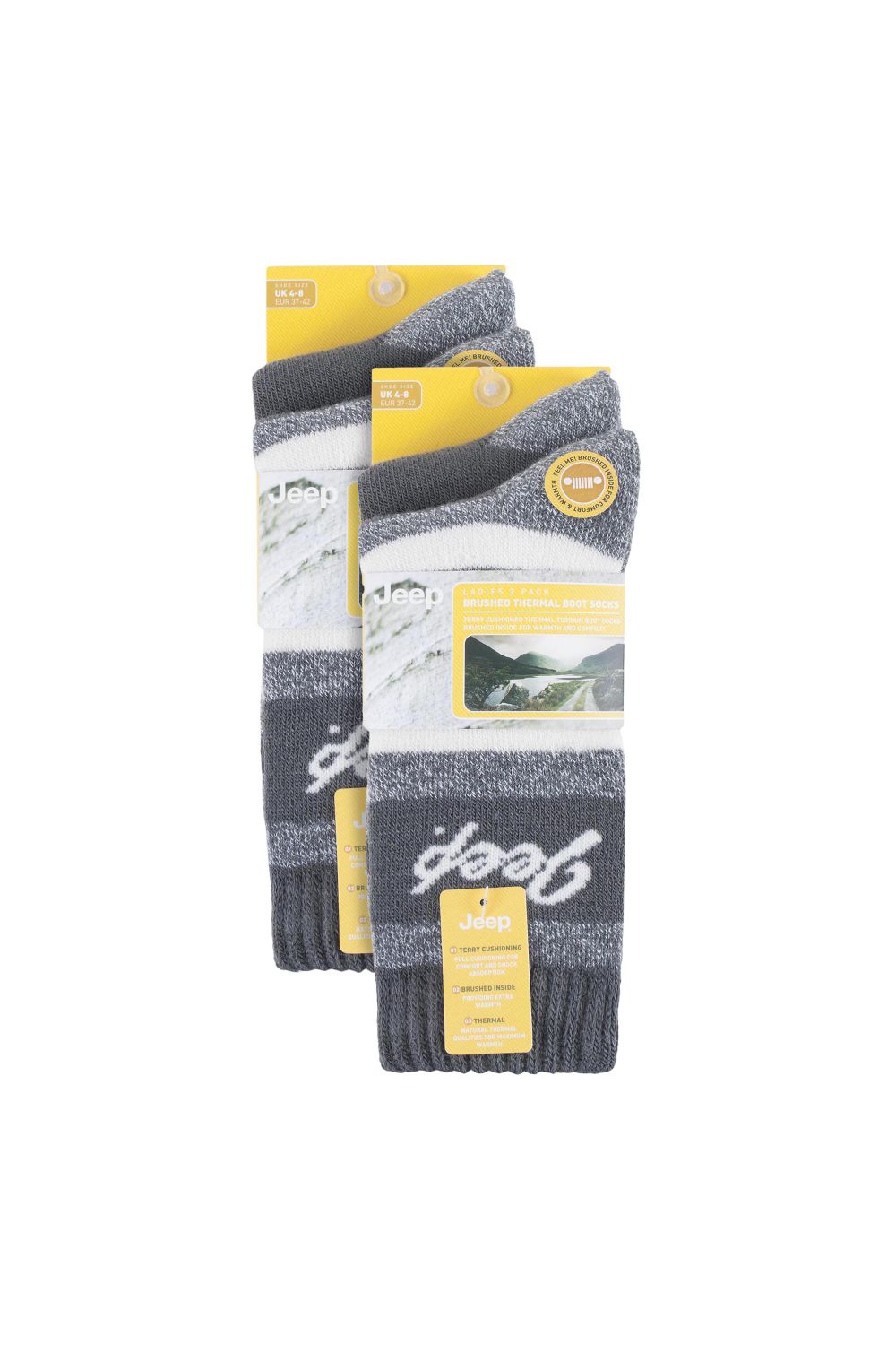 Grey 4 Pack Thermal Boot Fleece Lined Warm Socks, Image 2 of 3