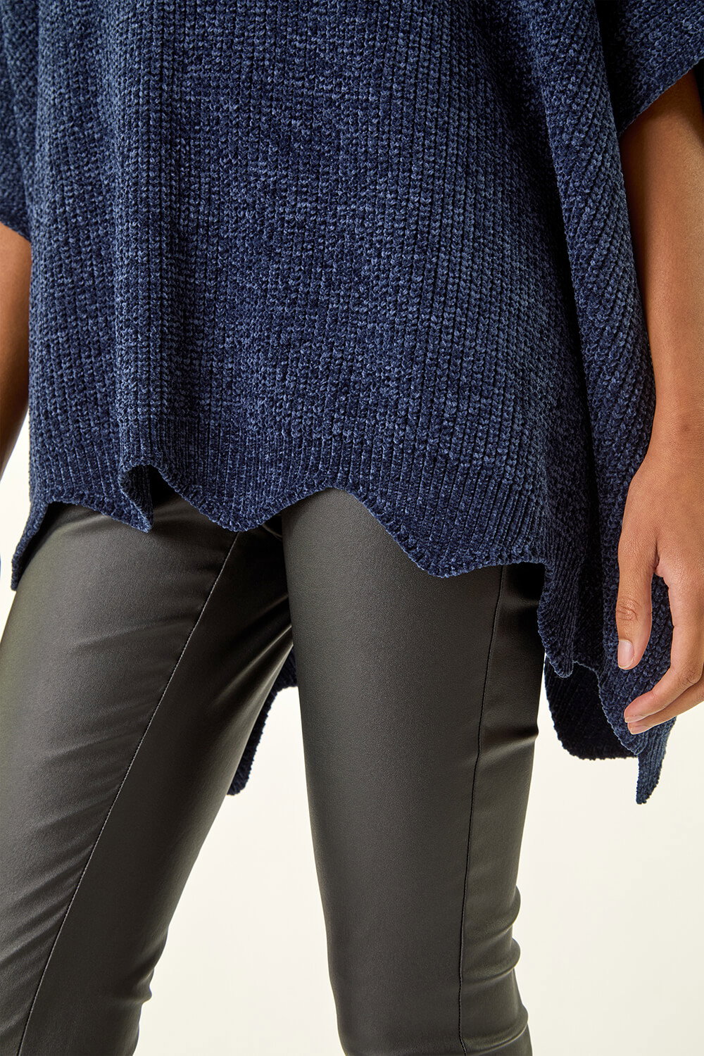 Navy  Chenille Roll Neck Oversized Knit Tunic, Image 6 of 5