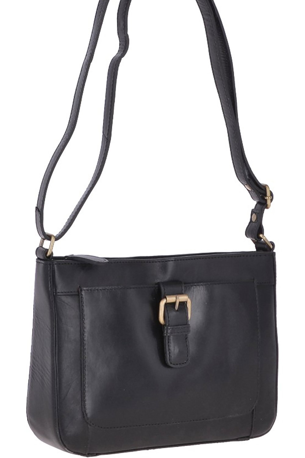 Black Vegetable Tanned Small Real Leather Shoulder Bag, Image 3 of 4