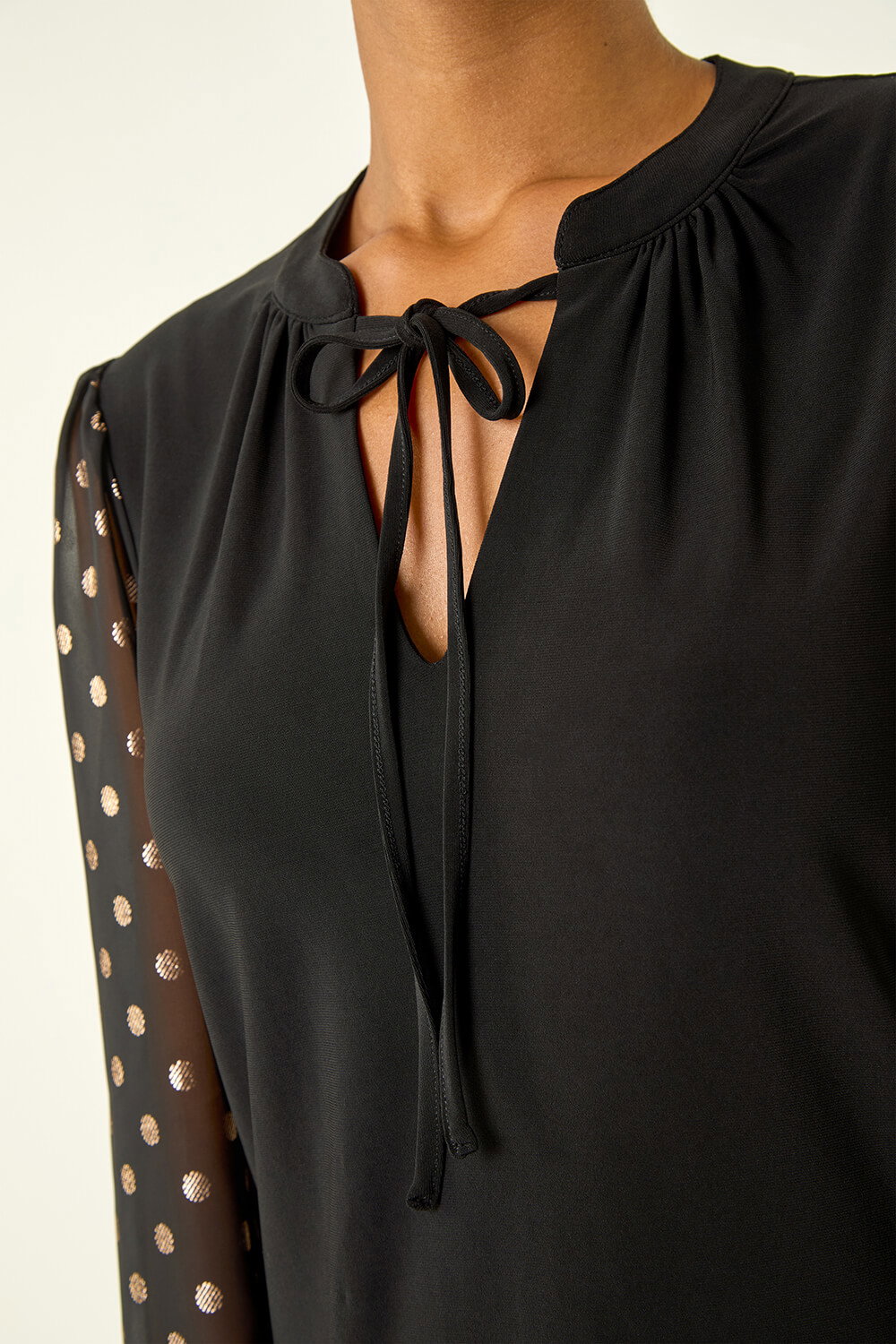 Black Chiffon Foil Spot Top, Image 6 of 5