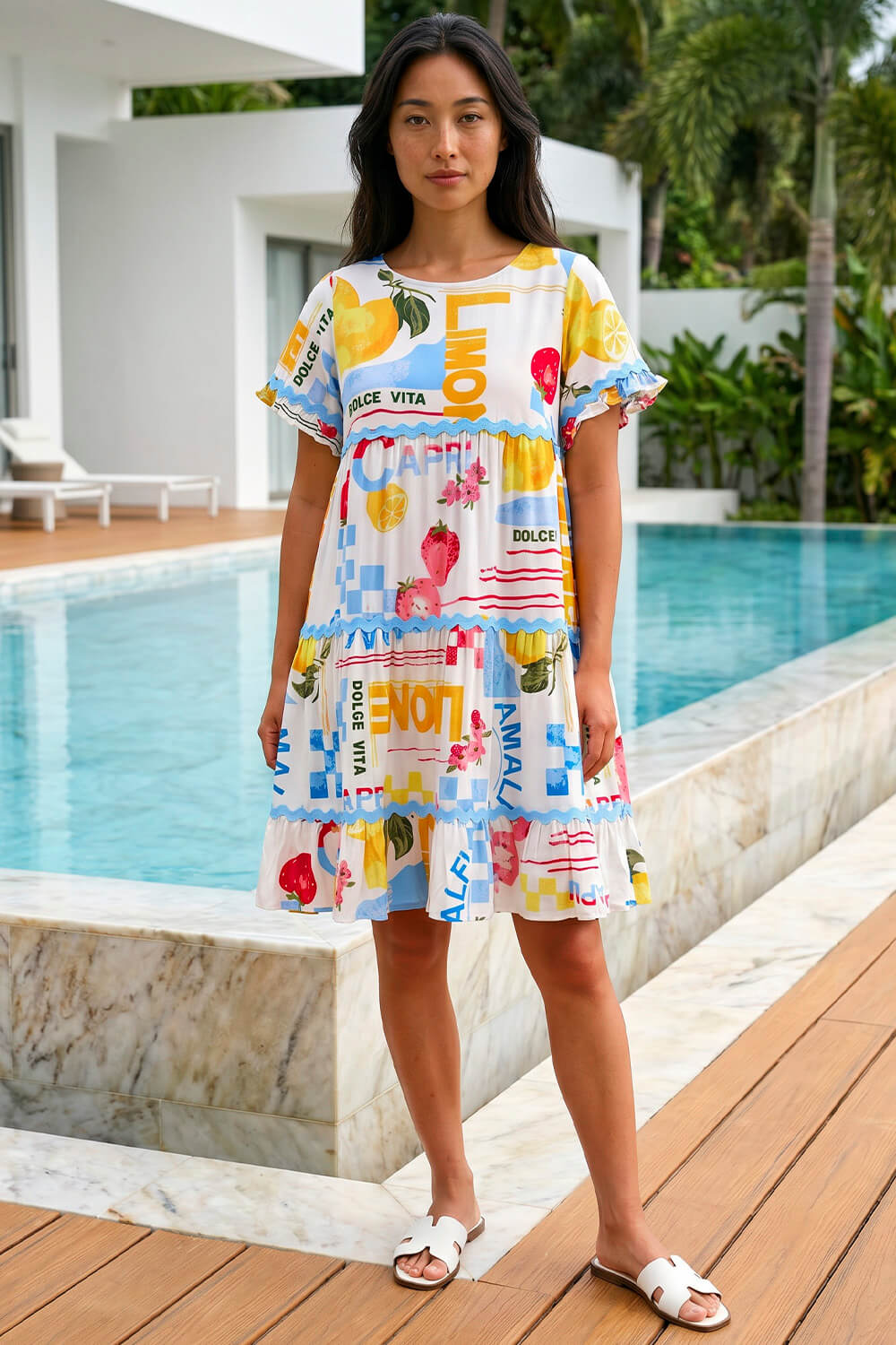 Ivory Petite Ric Rac Capri Dress, Image 3 of 4
