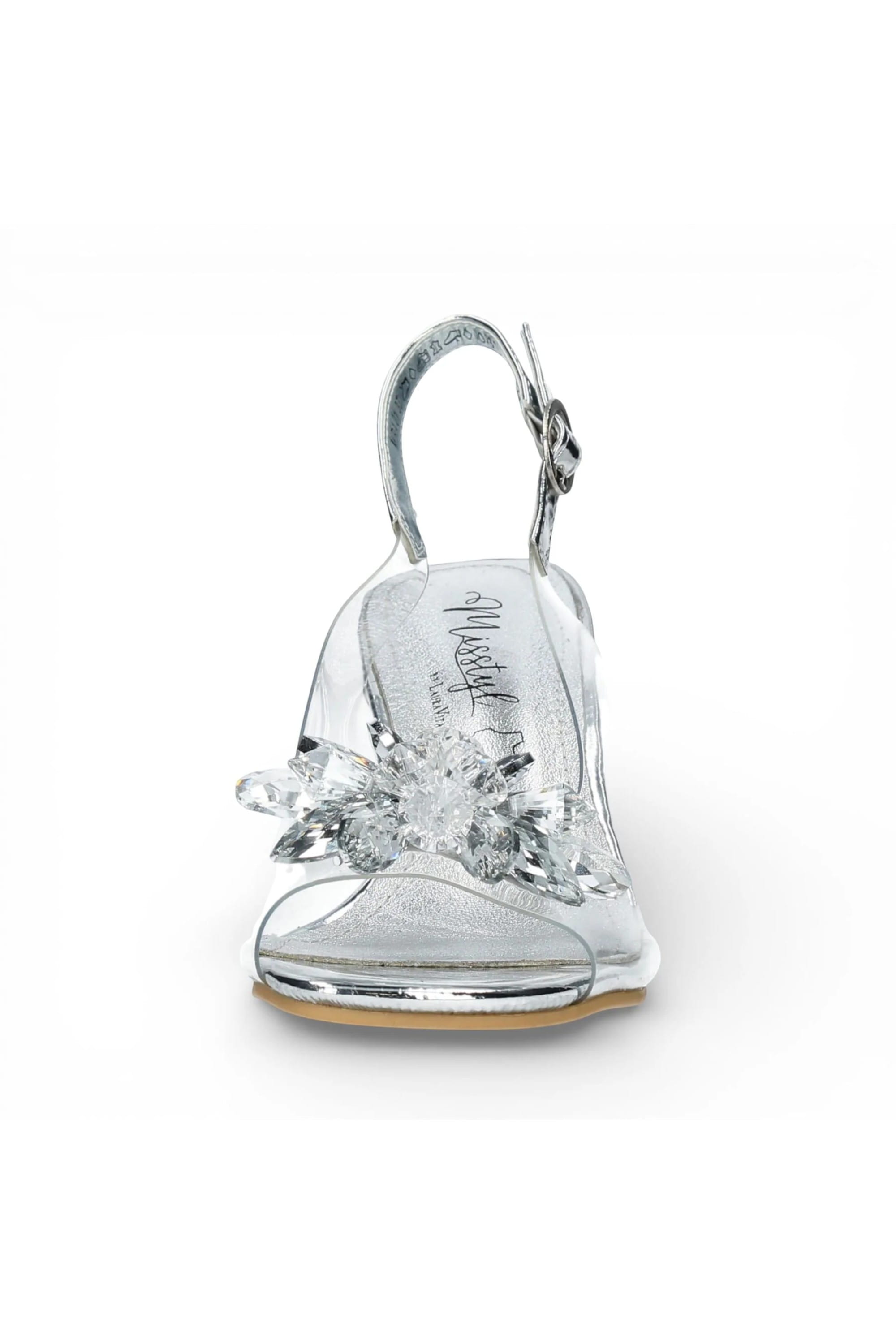 Silver Women’s Crystal Heel Sandals - Mira 01, Image 2 of 7