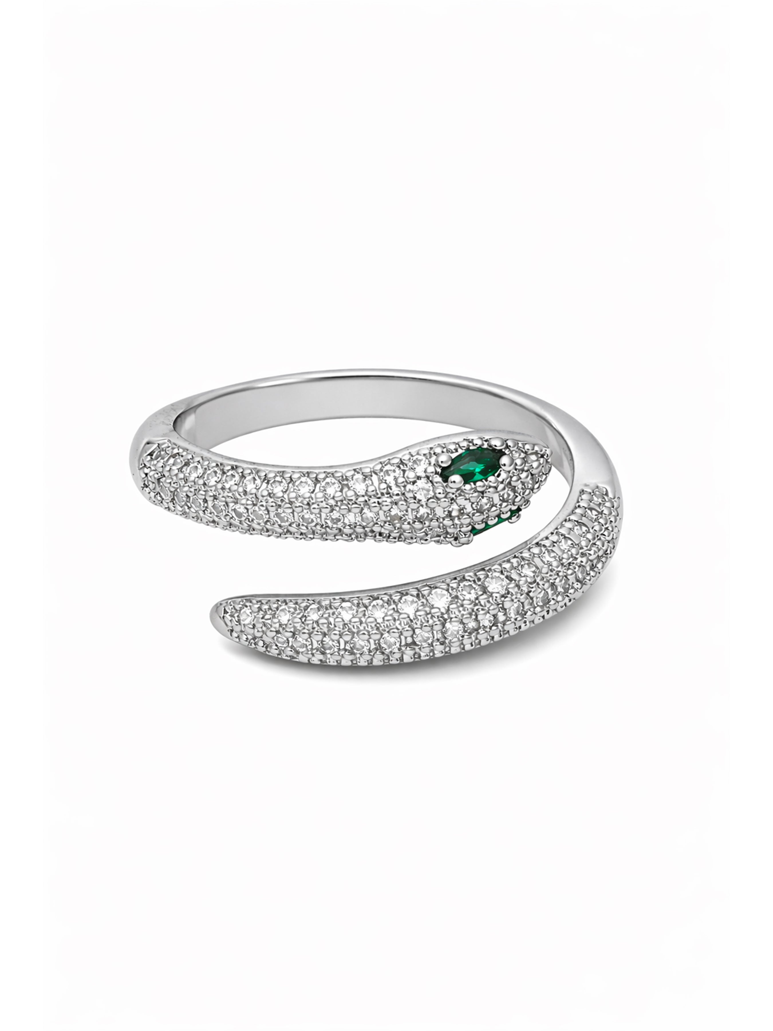 Metallic Pavé Serpent Wrap Ring