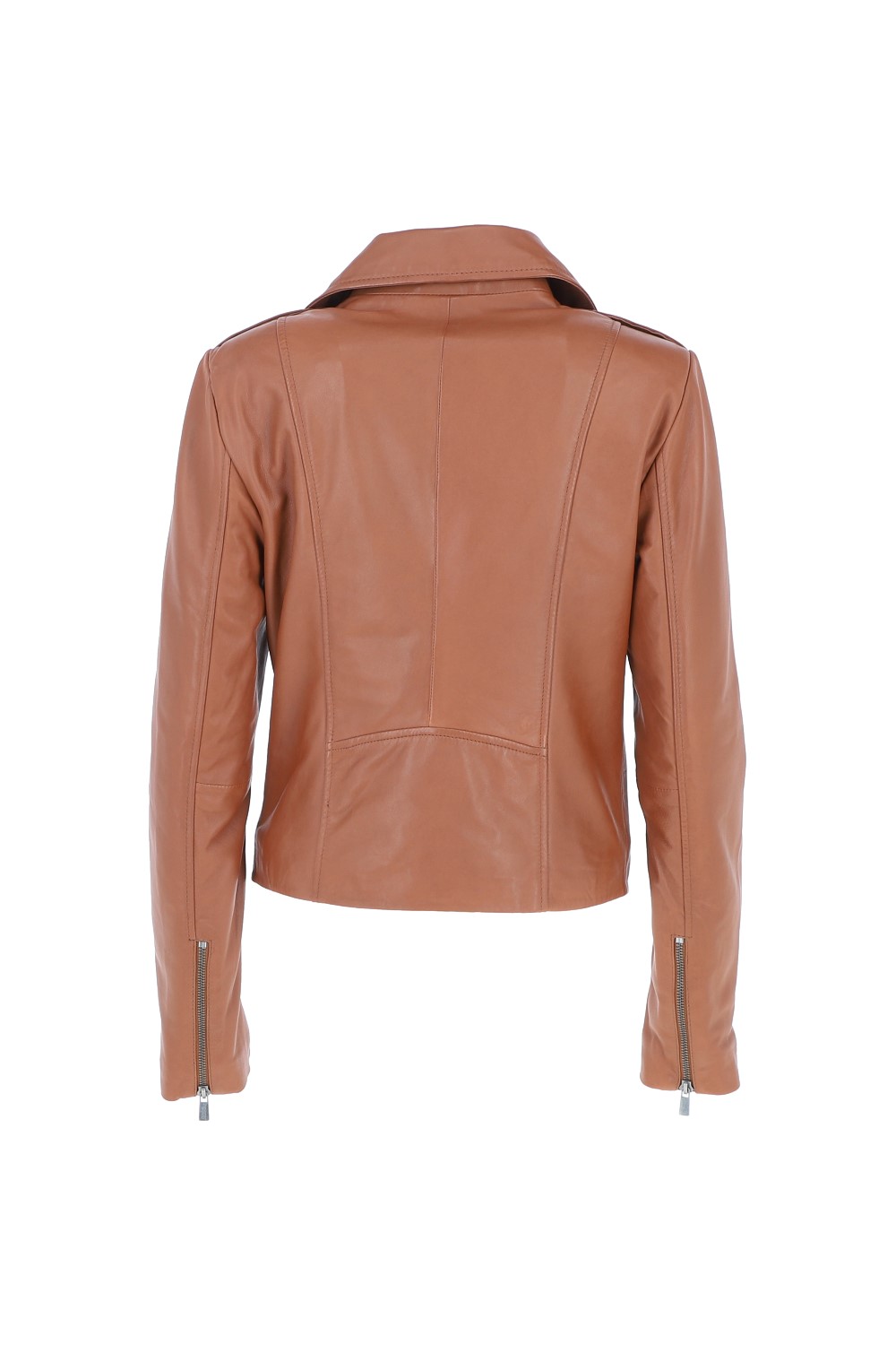 Tan Ashwood Leather Tan 'Fia' Real Leather Biker Jacket Women Coat, Image 4 of 5