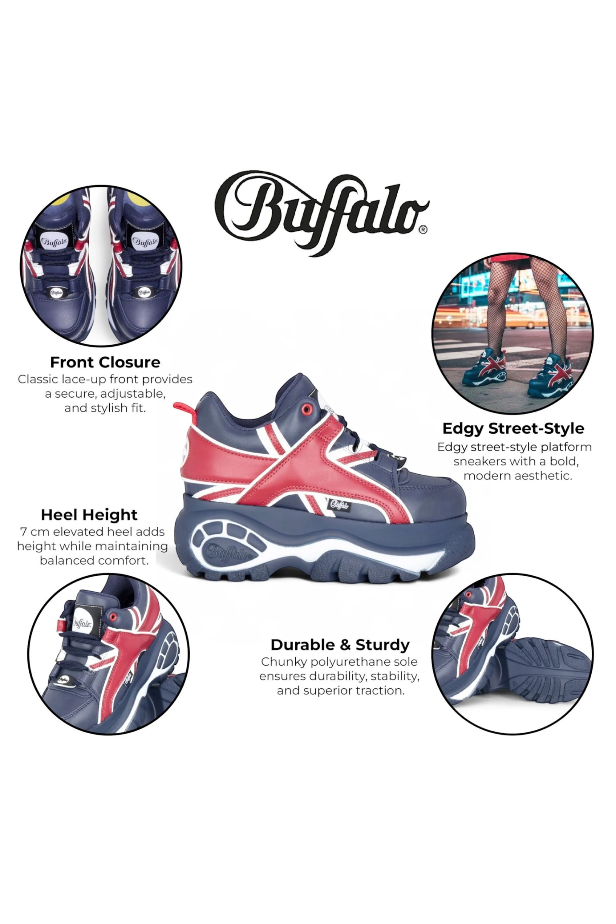 Red Womens Platform Fashion Trainers 1339-14, Image 3 of 6
