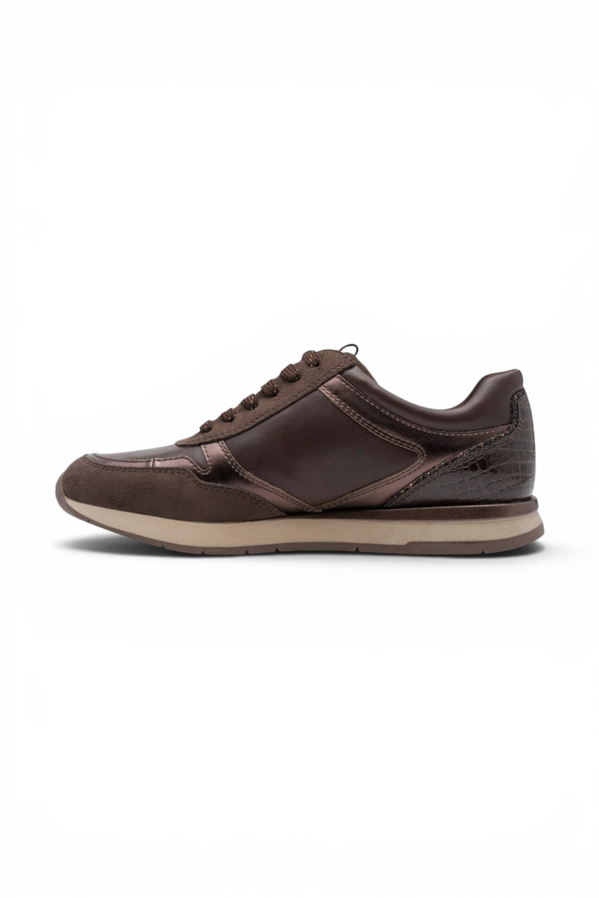 Brown Faux Leather Sneakers - 23613, Image 4 of 7