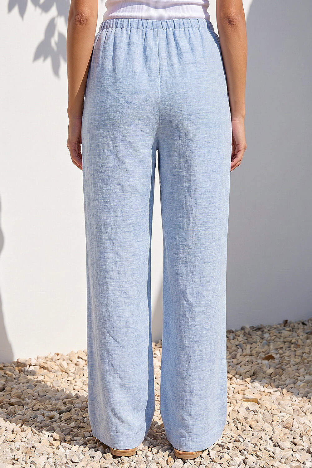 Blue Petite Wide Leg Trouser, Image 4 of 4