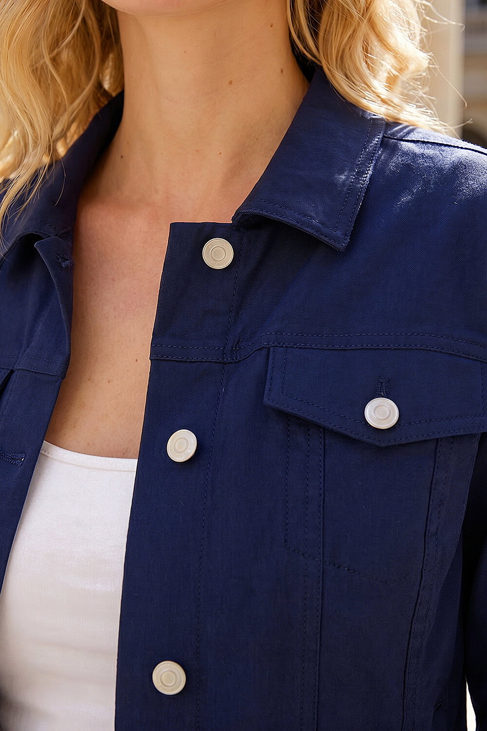 Navy Stretch Pocket Detail Jacket, Image 5 of 4