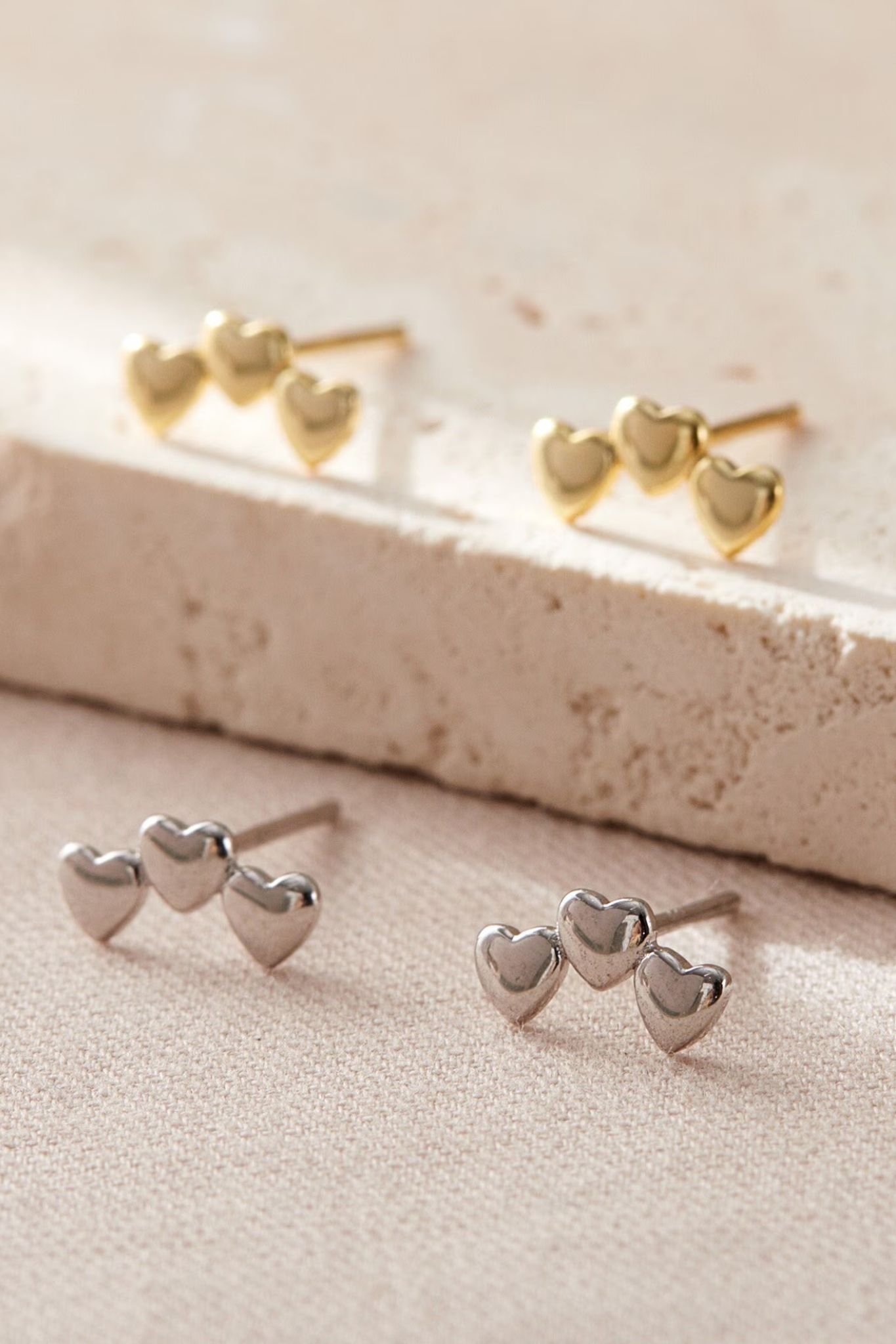 Silver Mia Gioielli Silver Sterling Silver Triple Heart Studs, Image 1 of 2