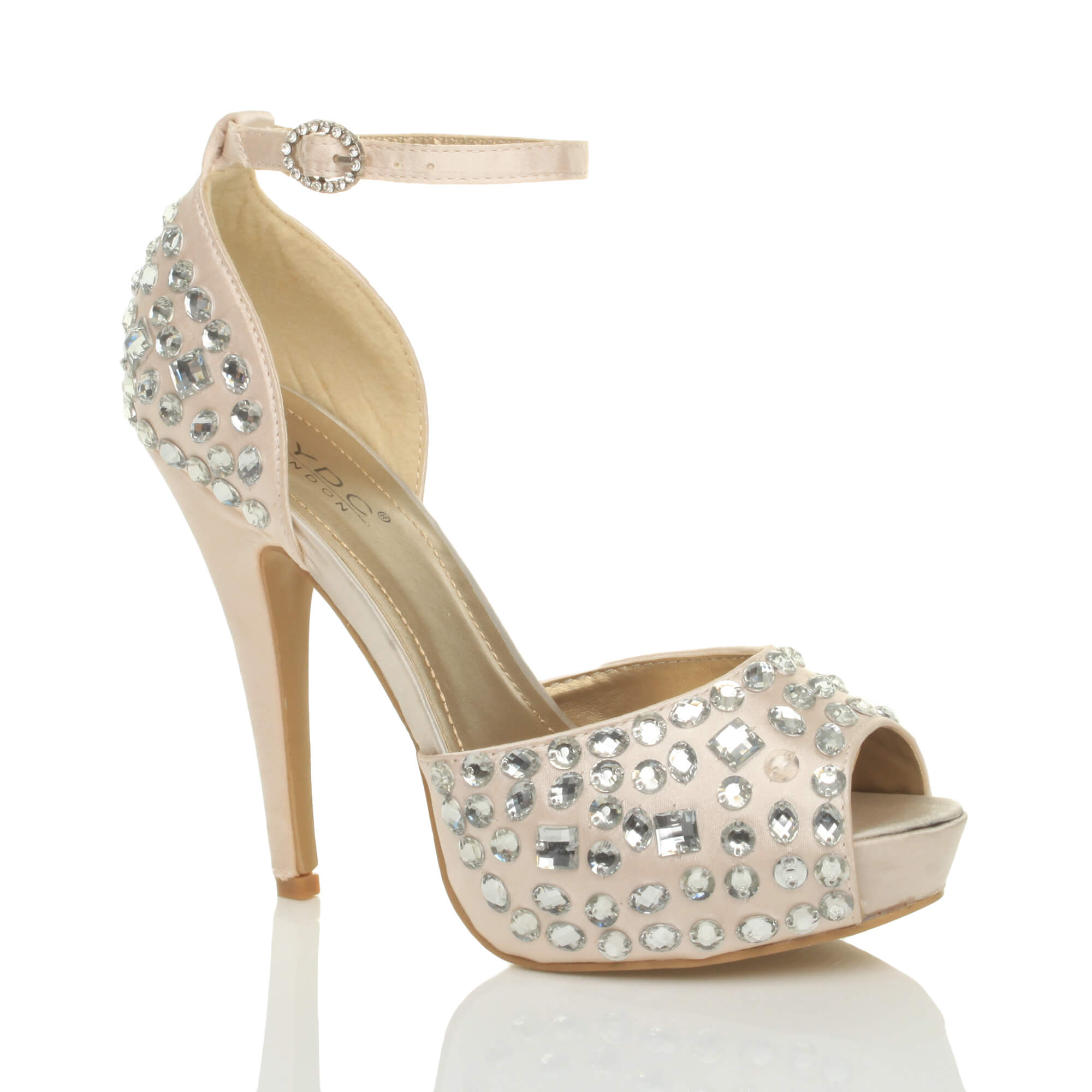 High Heel Gem Ankle Strap Peep Toe 2 Part Heels, Image 1 of 5