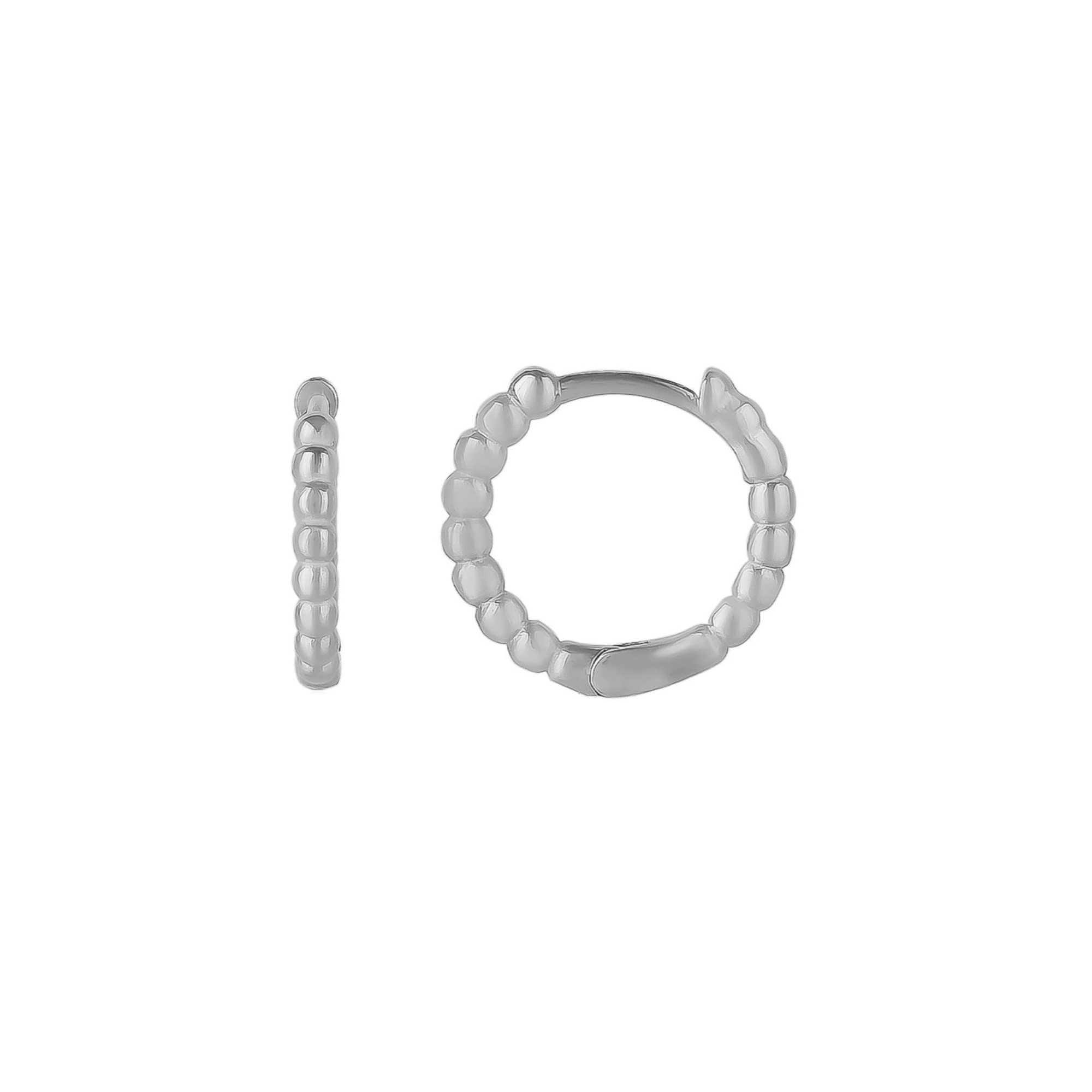 Silver Bead Hoop Sterling Silver Earring, Image 1 of 4