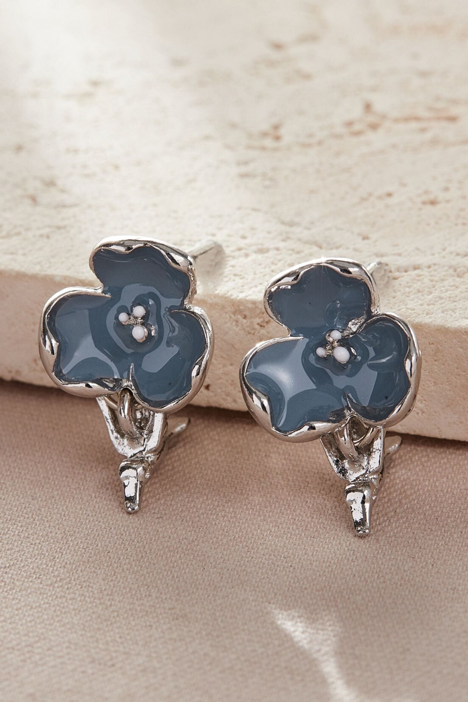 Blue Blue Floral Bird Studs, Image 1 of 2