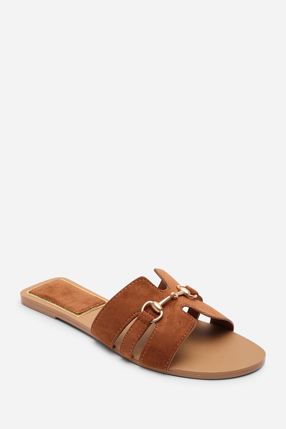 Tan Dorina Embellished Slide On Sandals, Image 1 of 6