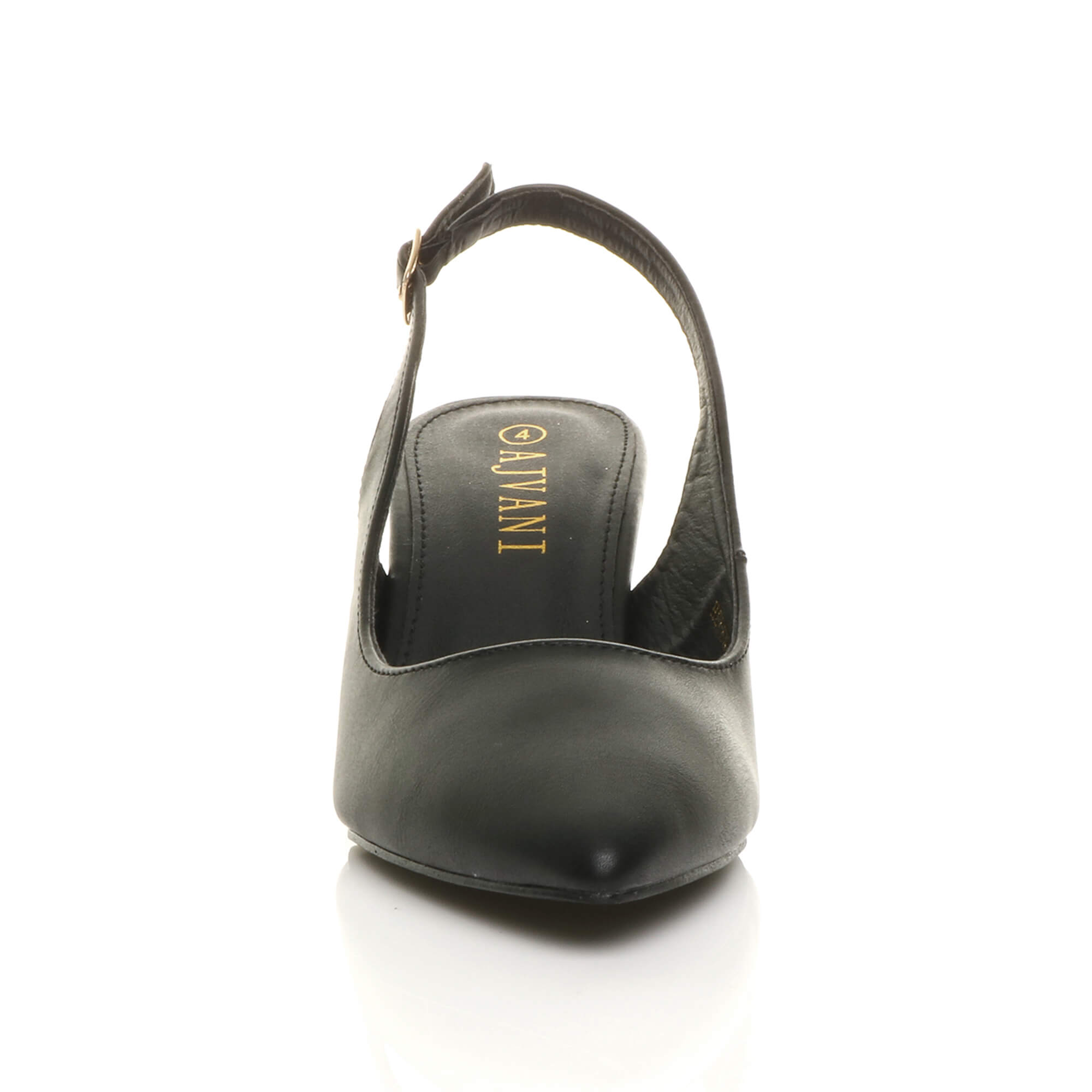 Black Mid Heel Slingback Pointed Toe Court Shoes, Image 6 of 6
