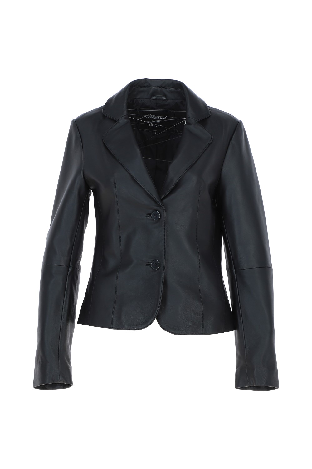 Black Ashwood Leather Black 'Angelica' Real Leather Two Button Blazer, Image 2 of 5