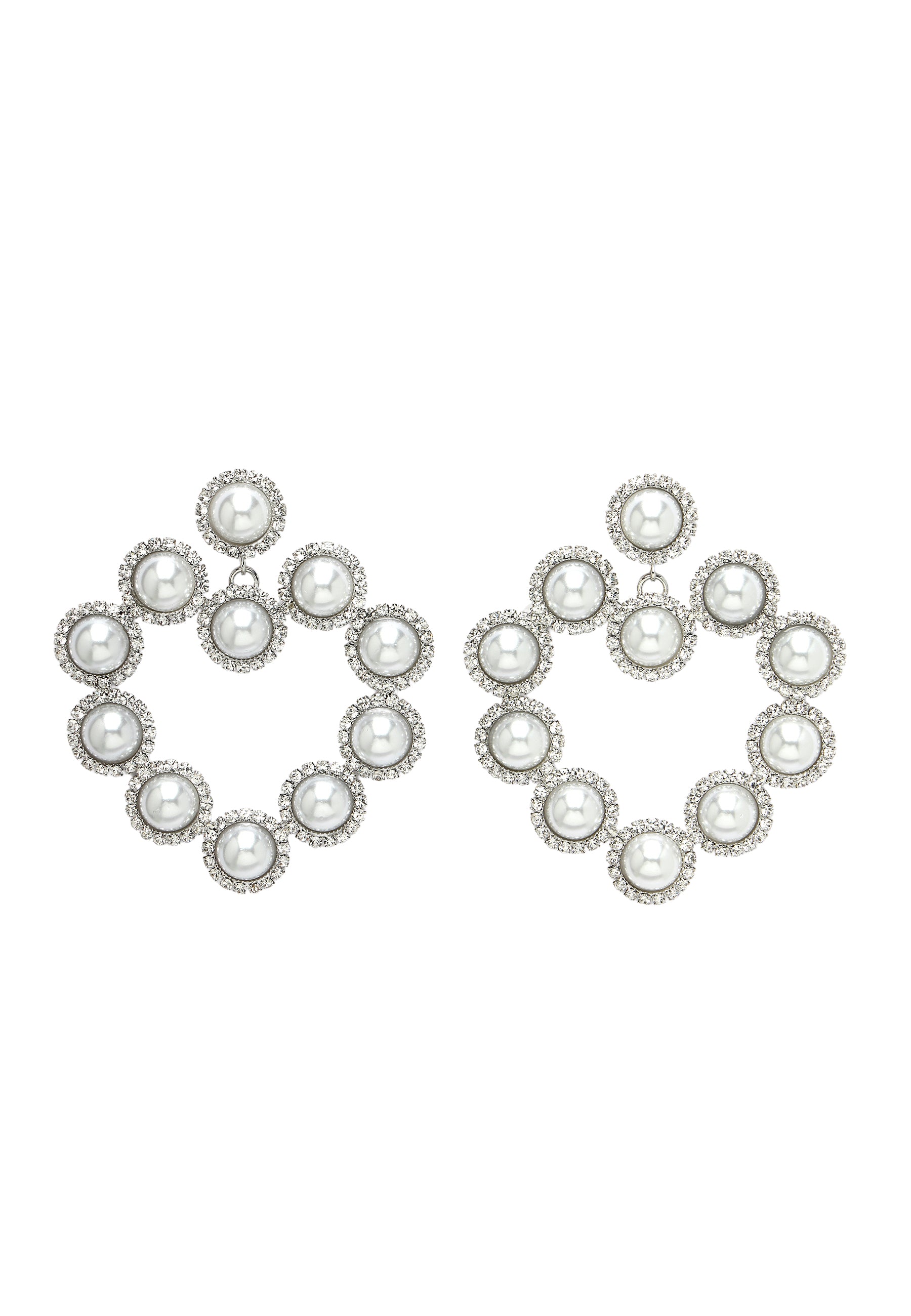 White Diva Collection Heart Shaped Drop Earrings