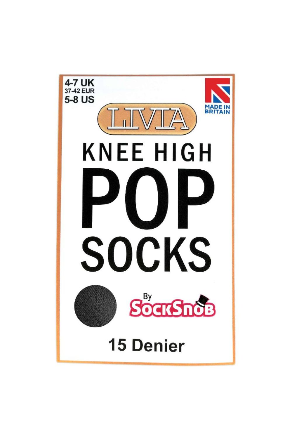 Black 3 Pack Ladies Sheer 15 Denier Nylon Knee High Pop Socks, Image 2 of 3