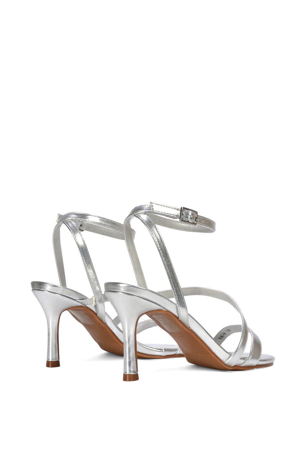Silver XY LONDON Silver 'Sherry'' Strappy Barely There Stilettos Heel Shoes, Image 3 of 5
