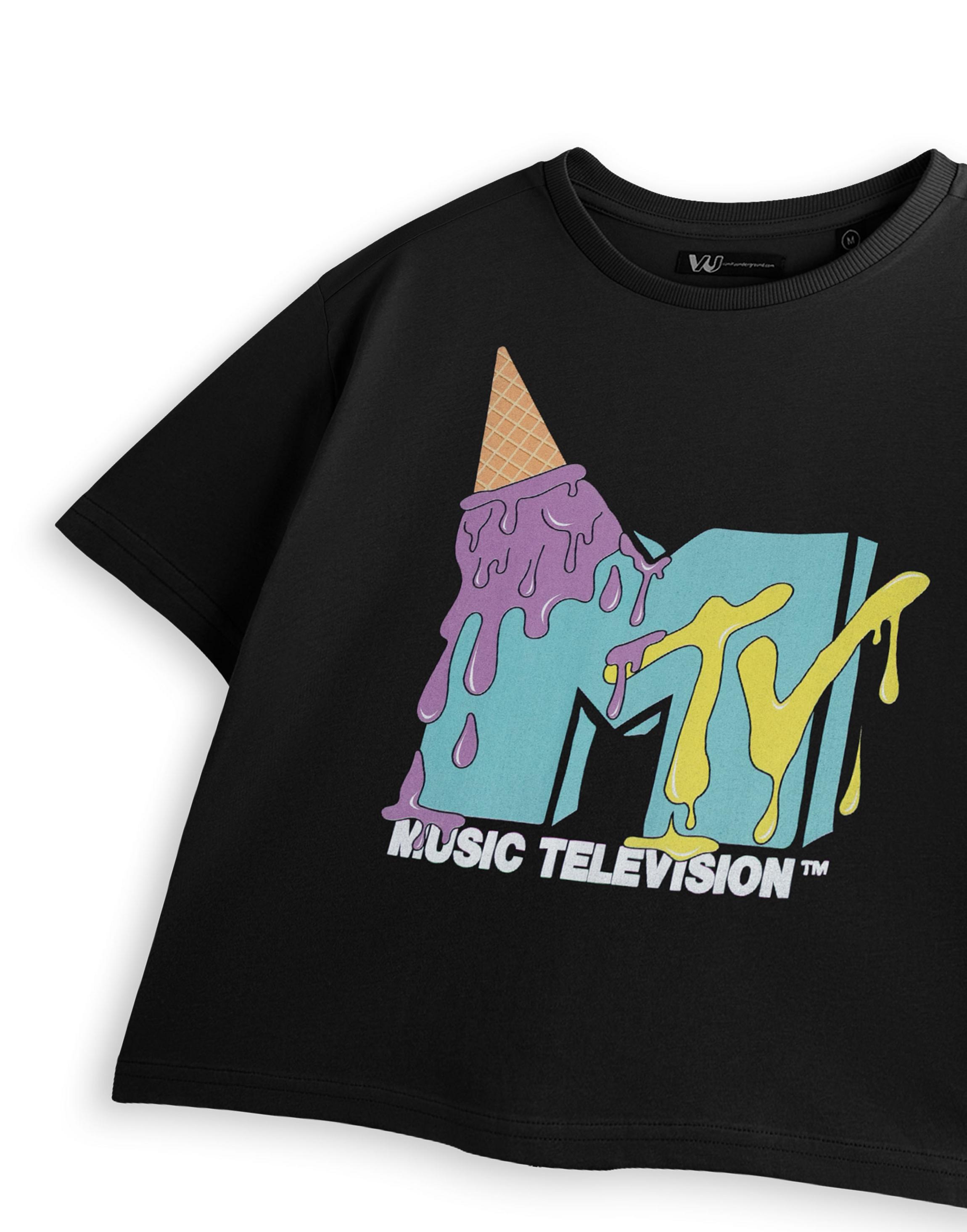 Black MTV Ice Cream Cropped Short Sleeved T-Shirt, Image 5 of 6
