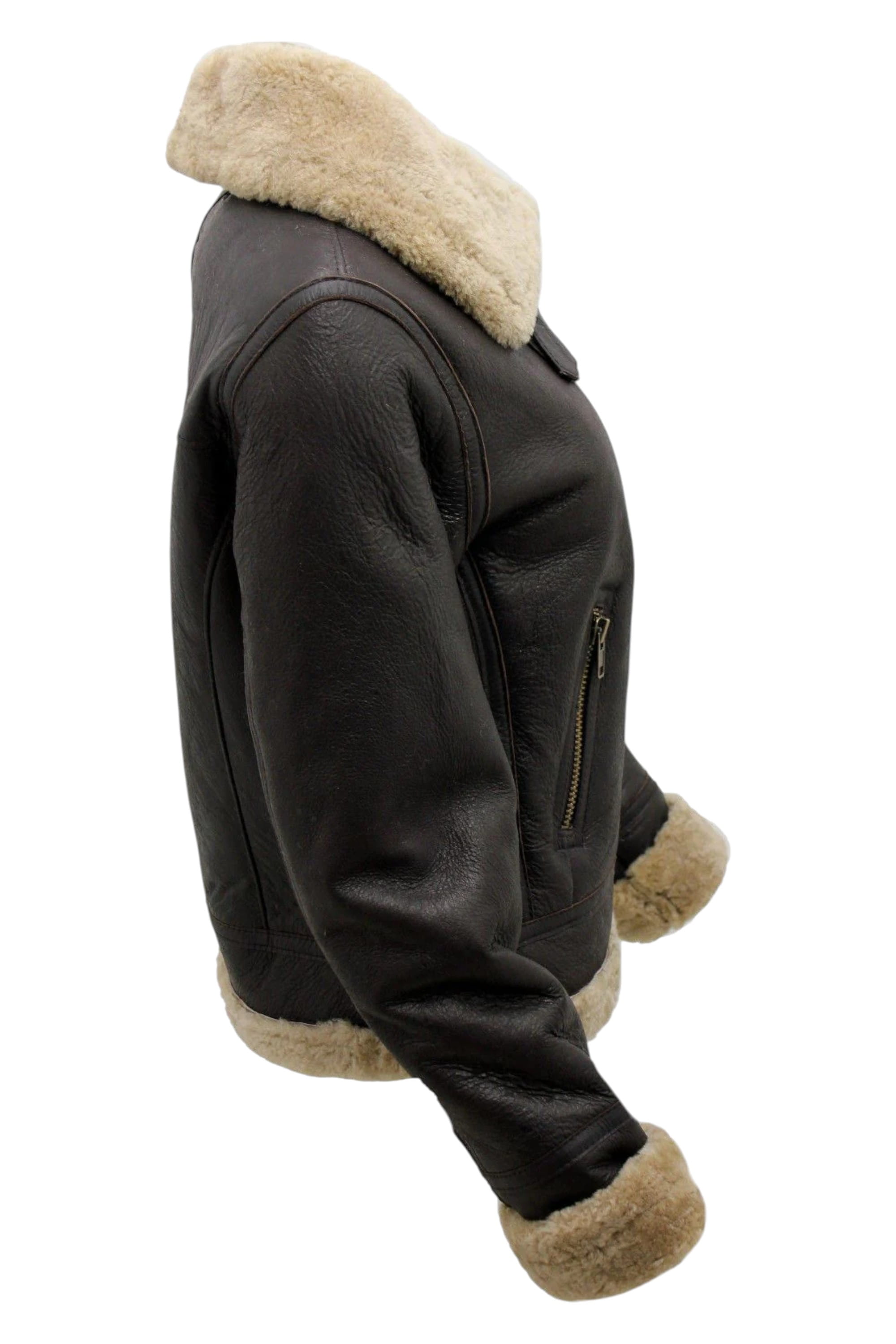 Brown B3 Sheepskin Leather Flying Jacket-Kaysi, Image 6 of 6