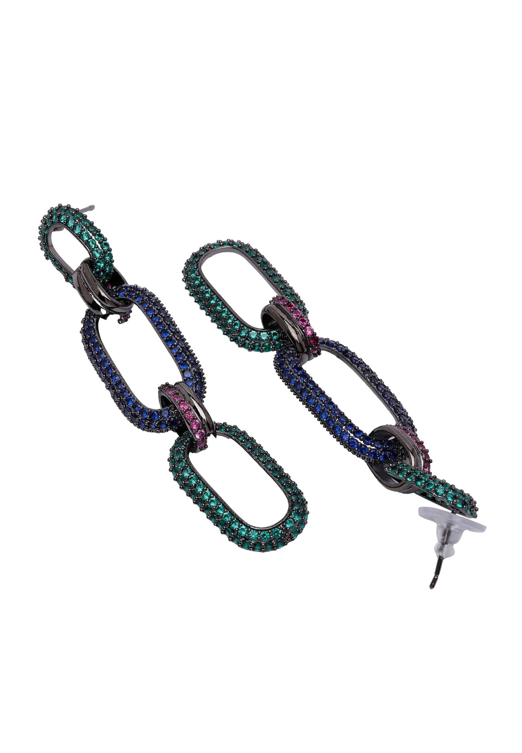 Green Diva Dangle Drop Oval Hoops, Image 3 of 5