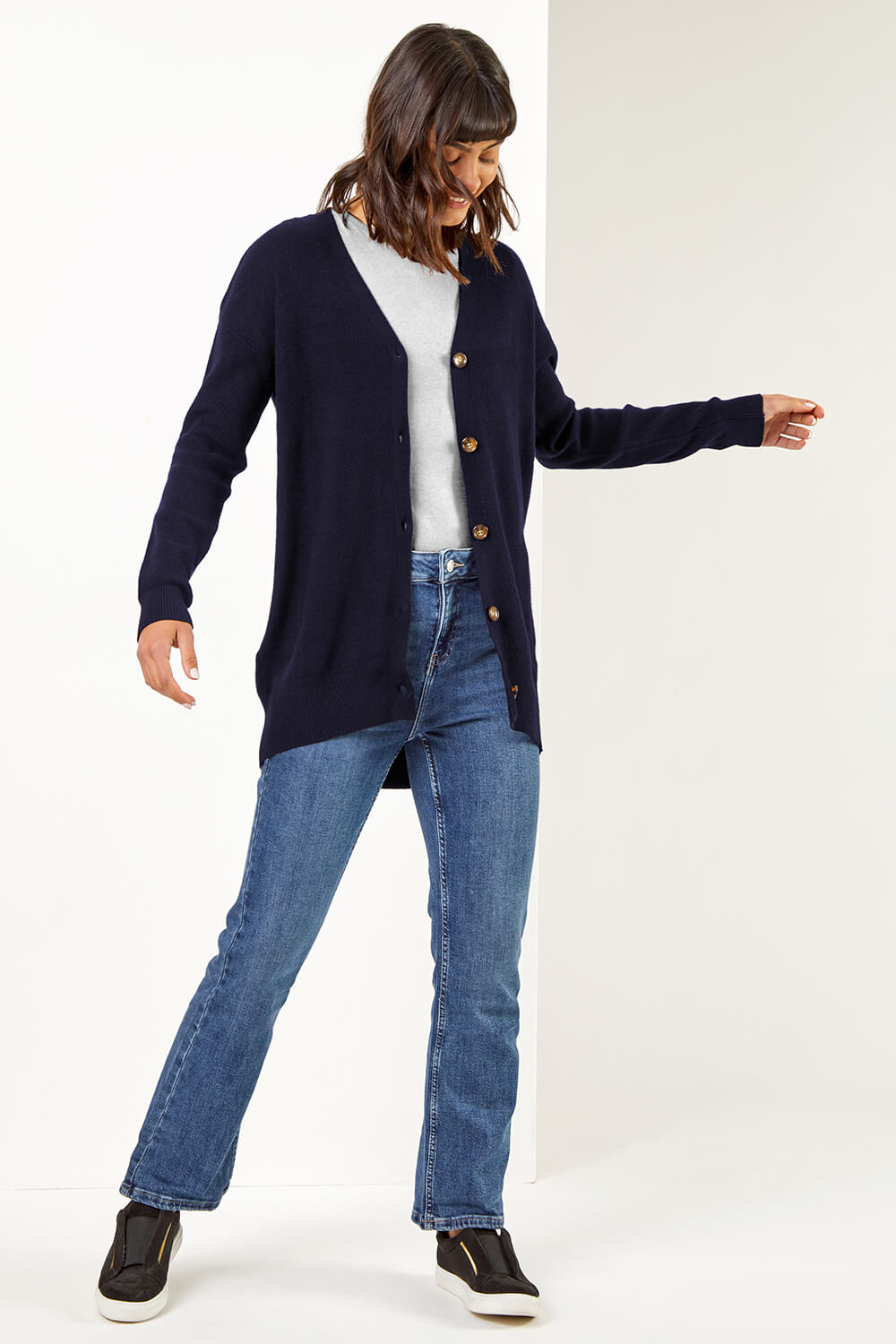  Longline Buttoned Cardigan, Image 4 of 5